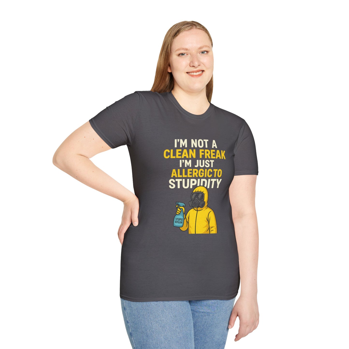 Funny Allergic to Stupidity T-Shirt, Gift for Clean Freaks, Quirky Statement Tee, Unisex Humor Shirt, Perfect for Friends & Family