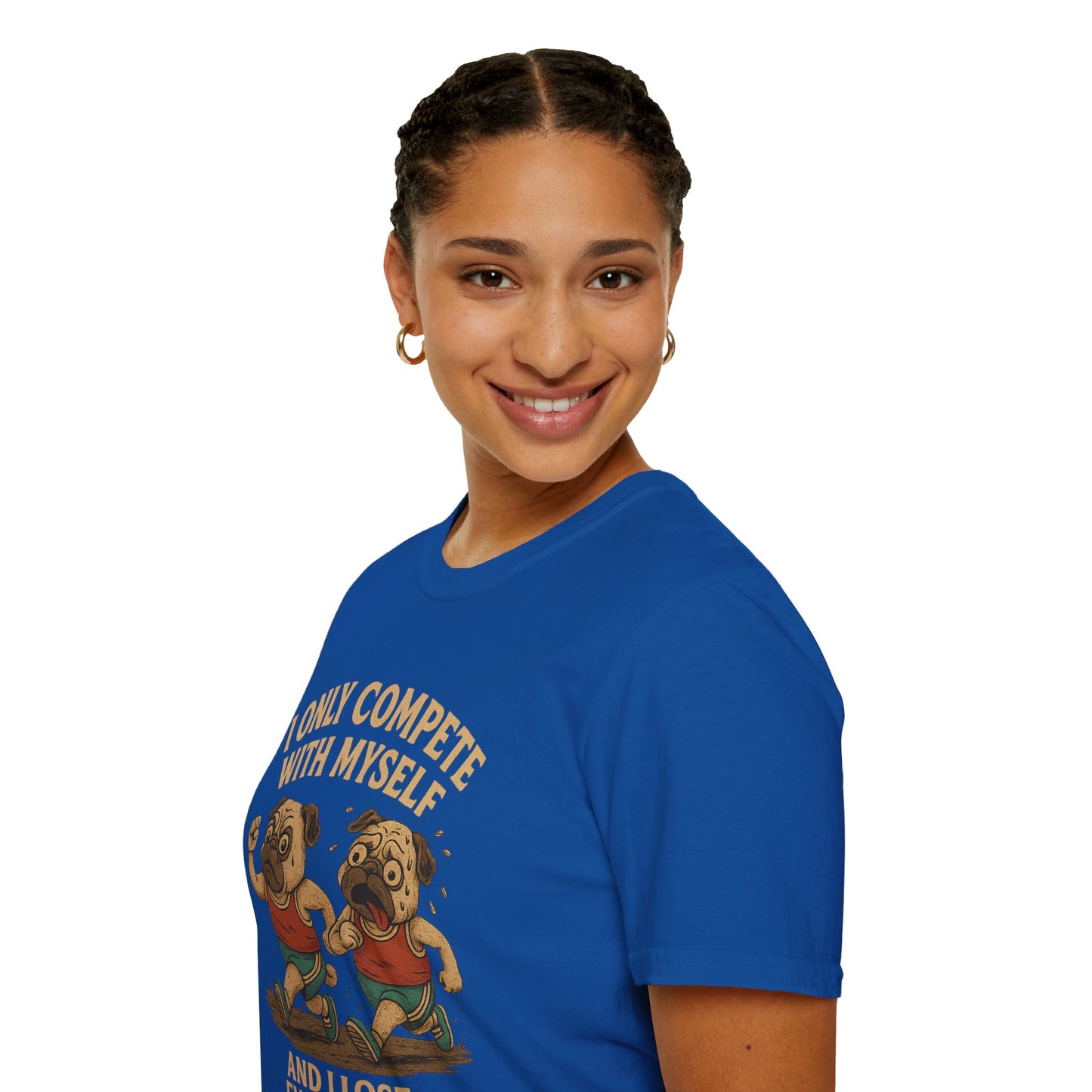 Funny Pug T-Shirt – “I Only Compete With Myself And I Lose Every Time” | Vintage Style Graphic Tee