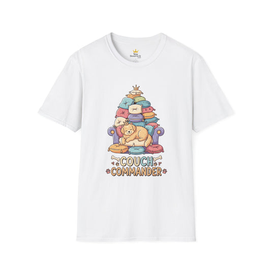Couch Commander T-Shirt, Funny Pet Lover Tee, Dog Themed Gift, Cozy Everyday Shirt, Humorous Animal Apparel, Relaxation Top
