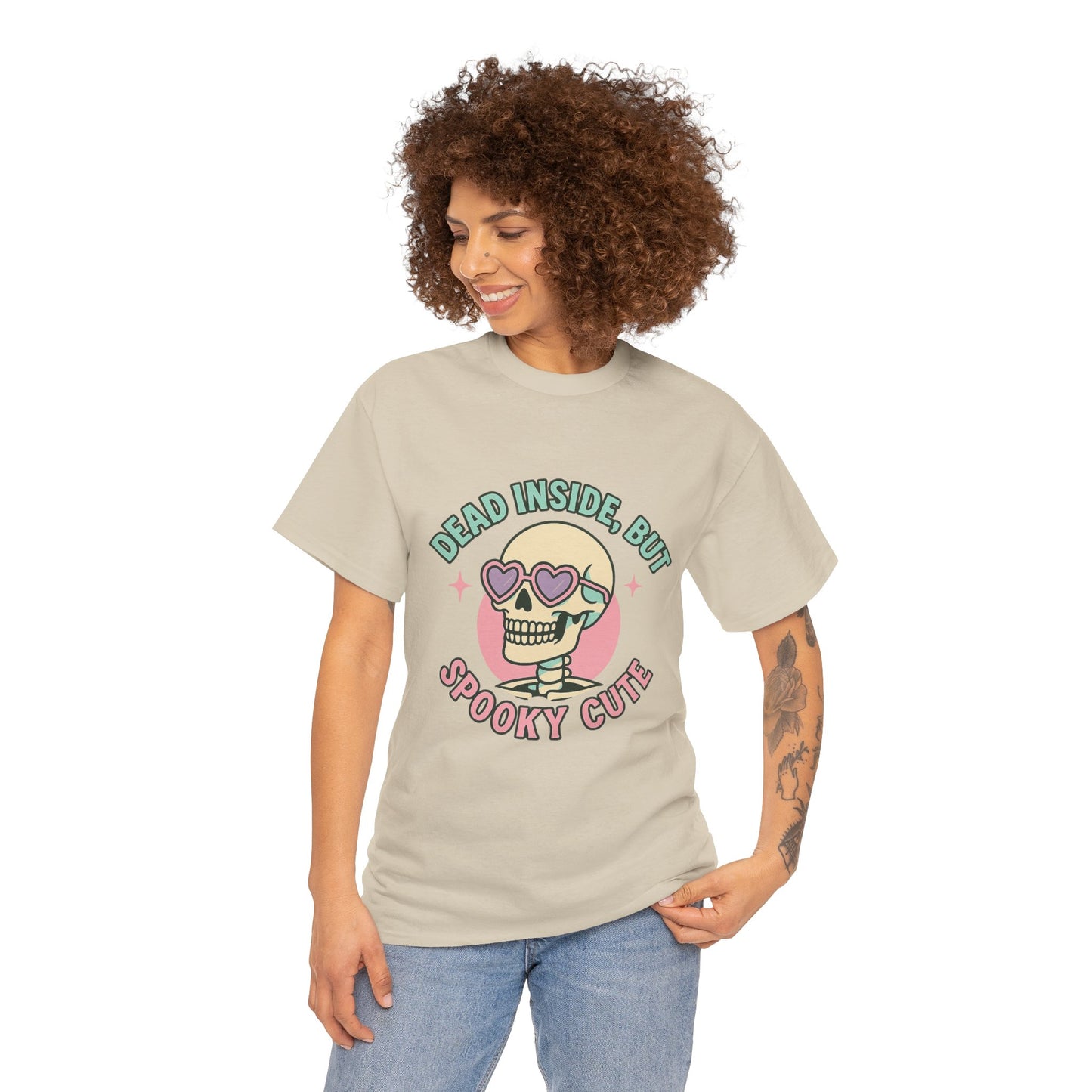 Dead Inside But Spooky Cute Shirt | Pastel Goth Skeleton Halloween Tee
