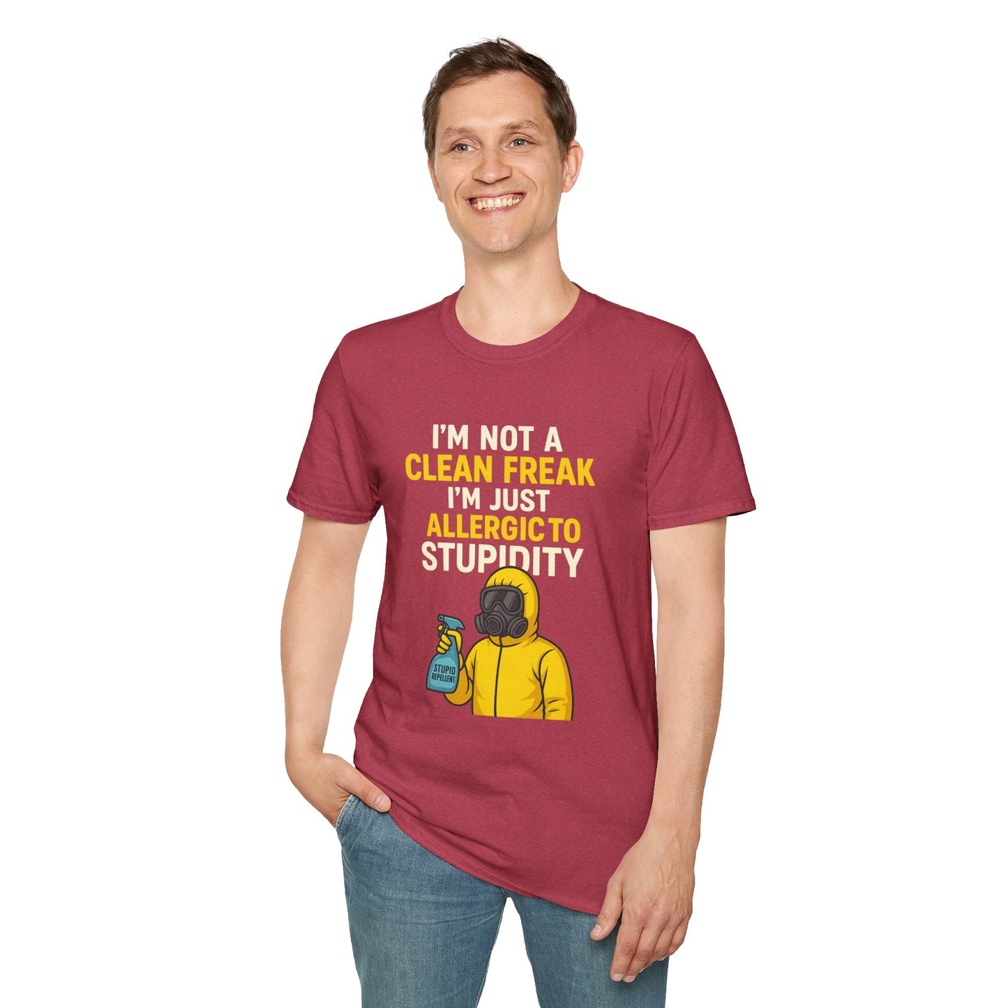 Funny Allergic to Stupidity T-Shirt, Gift for Clean Freaks, Quirky Statement Tee, Unisex Humor Shirt, Perfect for Friends & Family