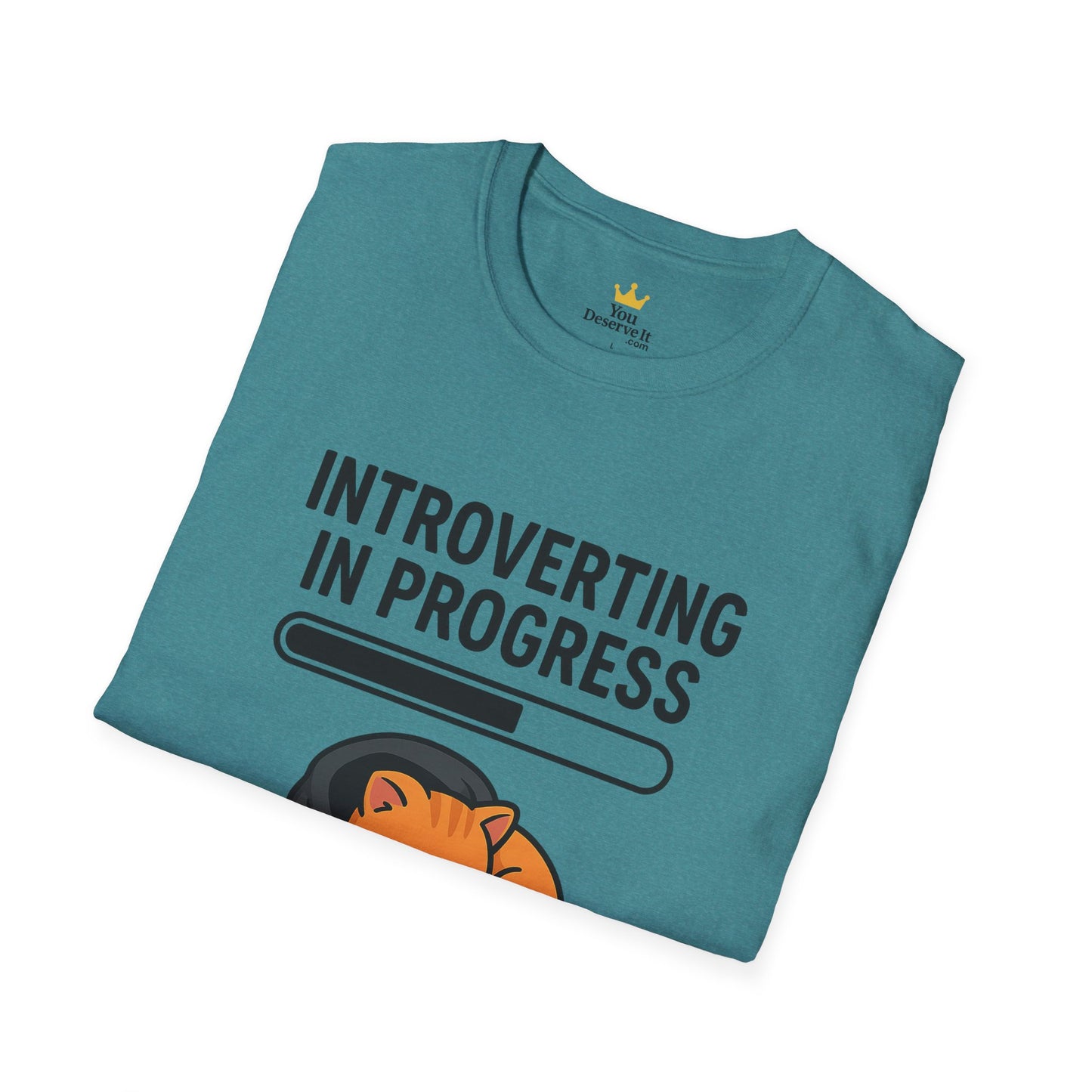 Introverting in Progress T-Shirt | Cute Cat Hoodie Tee for Proud Introverts