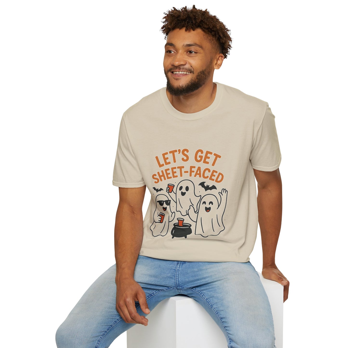 Let's Get Sheet-Faced Ghost Shirt | Funny Halloween Drinking Party Tee