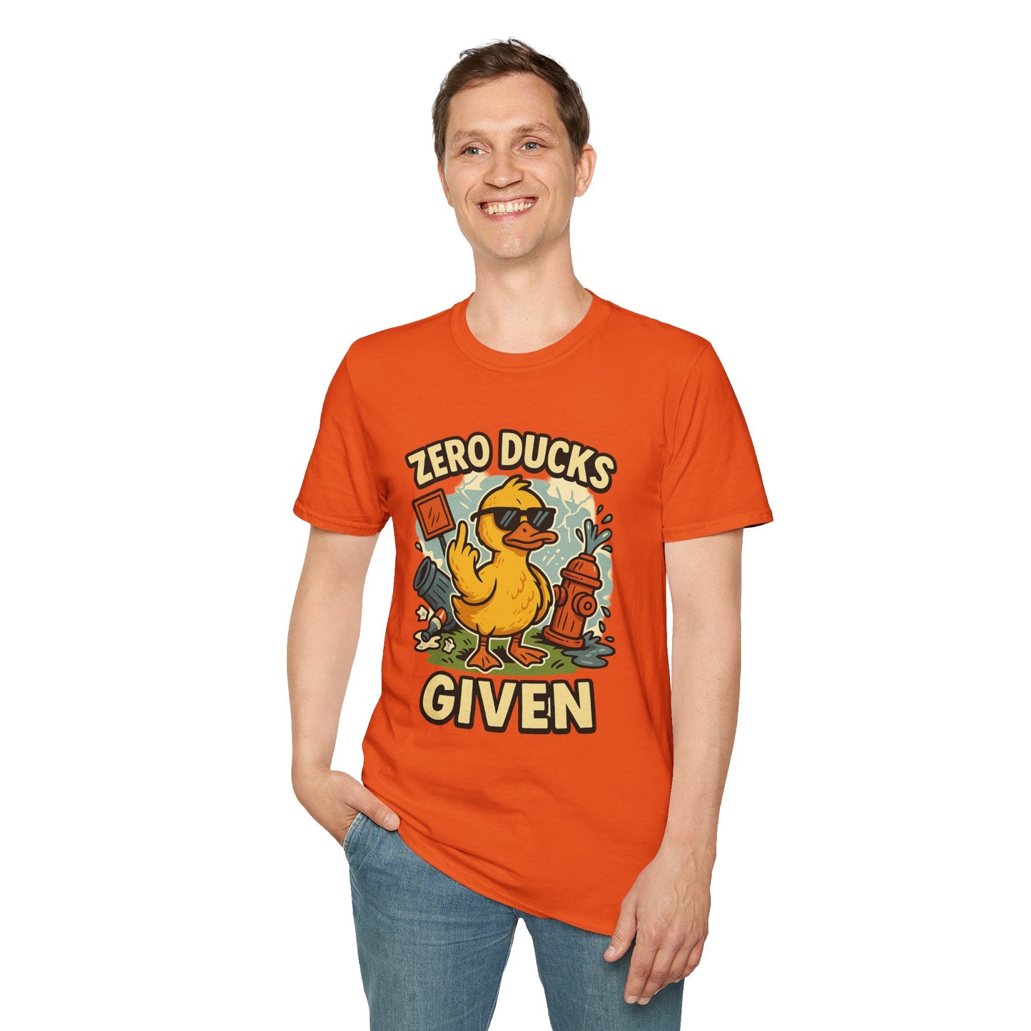 Zero Ducks Given T-Shirt | Funny Sarcastic Duck Flipping Off Graphic Tee