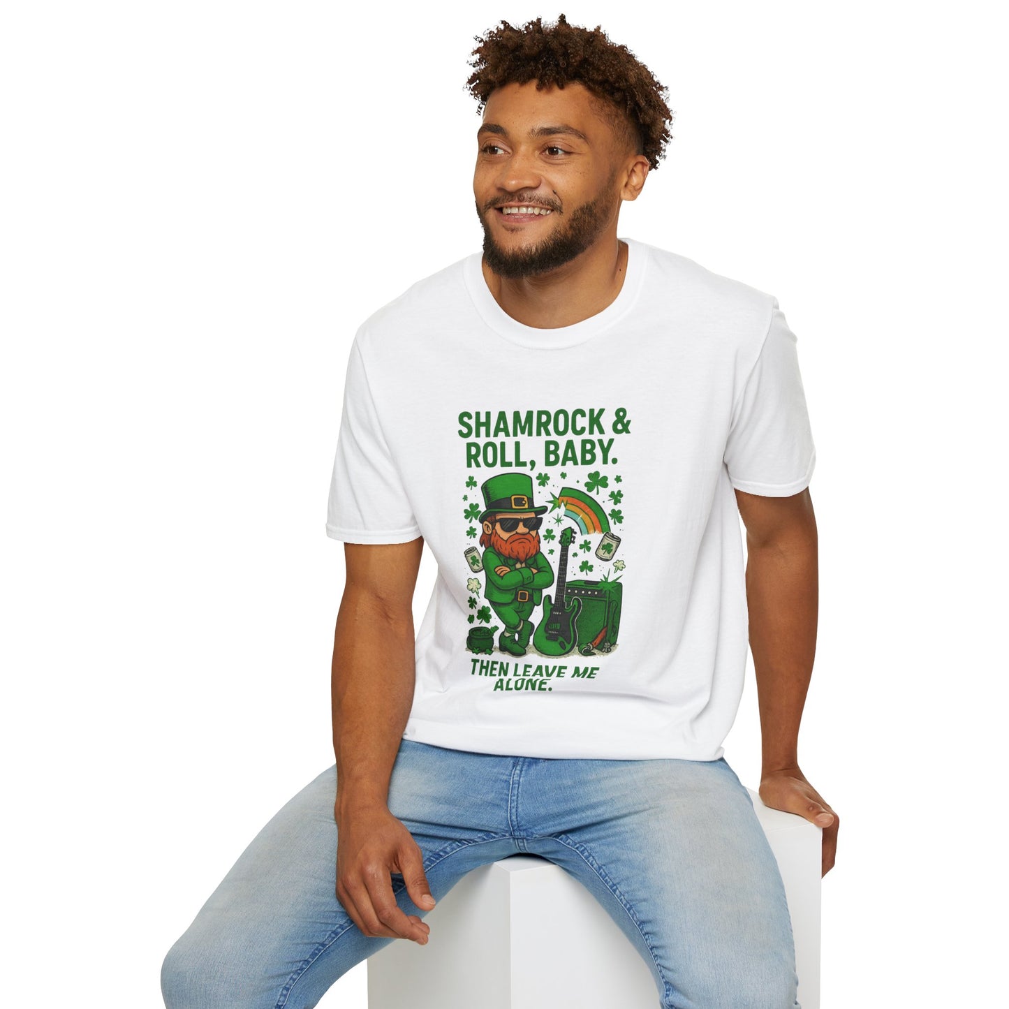Shamrock & Roll, Baby | St. Patrick's Day T-Shirt | Funny Leprechaun Rock Shirt, Irish Music Humor, Anti-Social St. Paddy's Tee