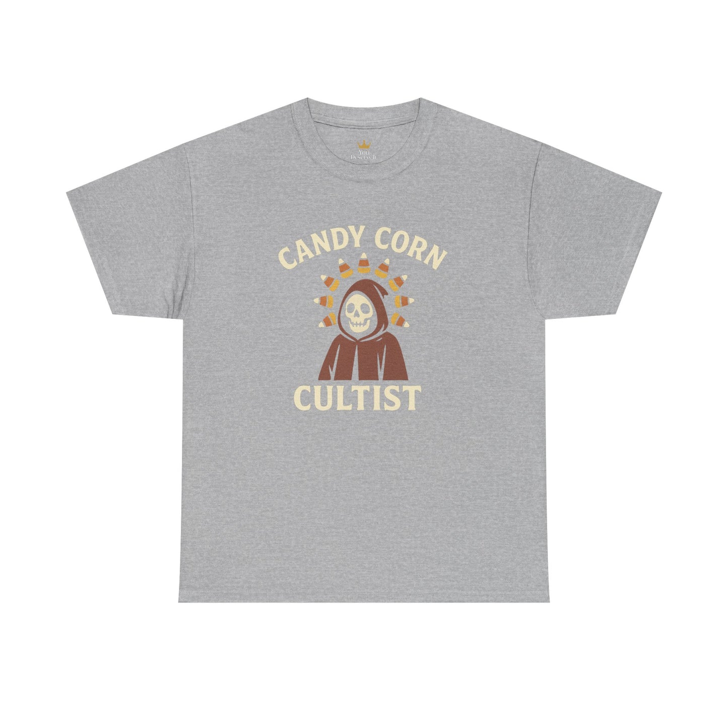 Candy Corn Cultist T-Shirt | Funny Halloween Graphic Tee for Sweet Tooth Fanatics