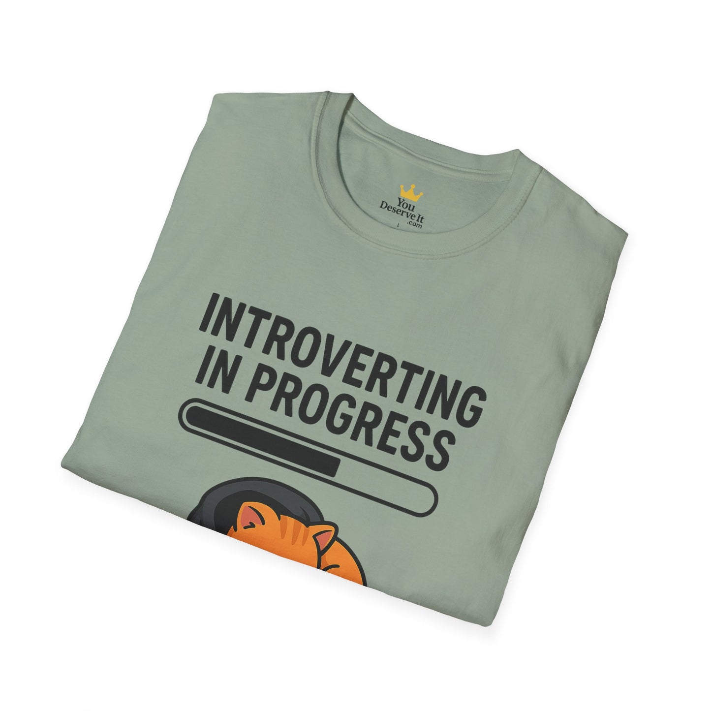 Introverting in Progress T-Shirt | Cute Cat Hoodie Tee for Proud Introverts