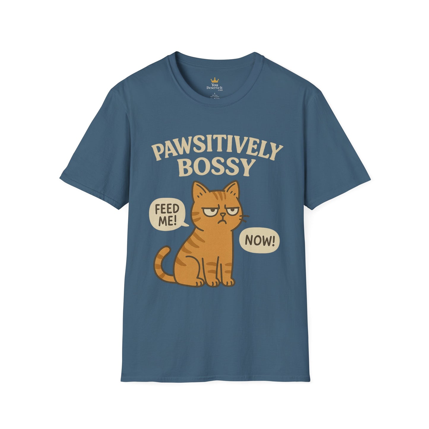 Pawsitively Bossy – Funny Cat Command T-Shirt