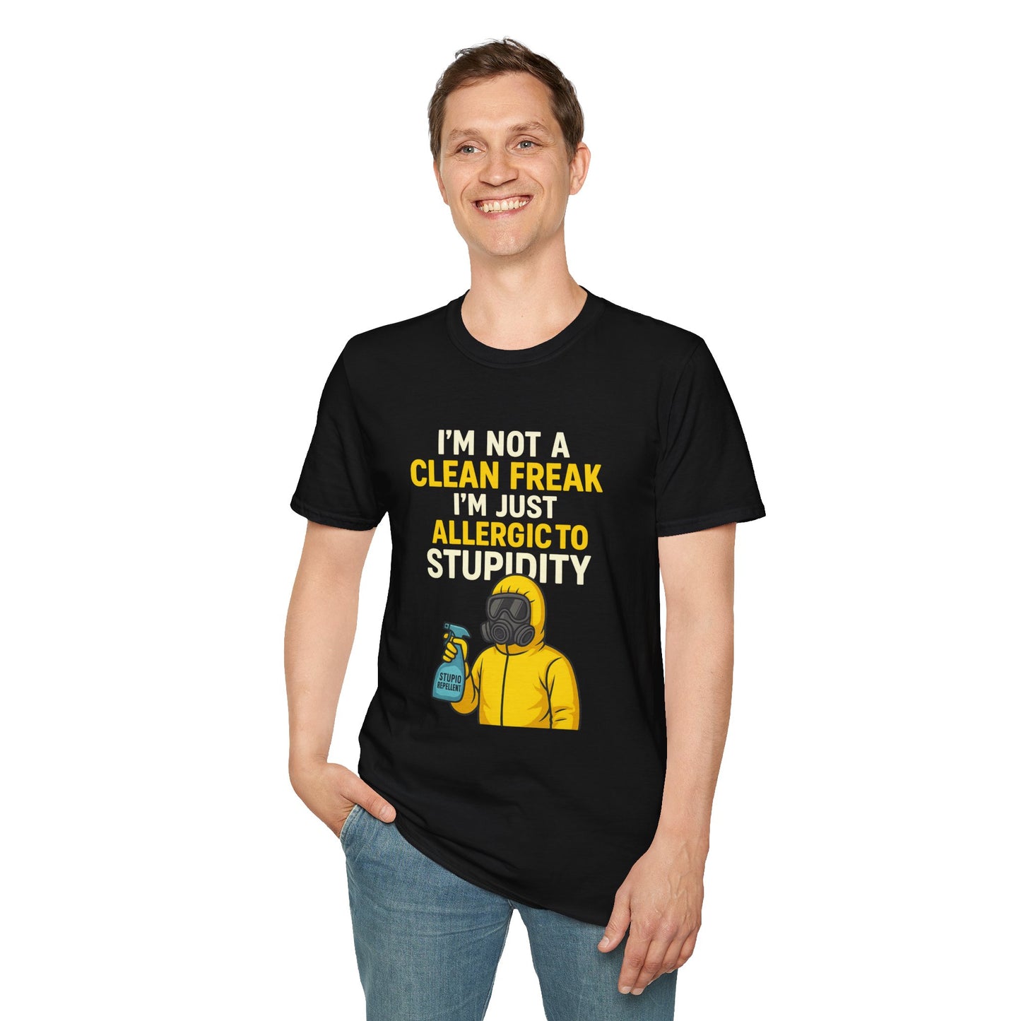 Funny Allergic to Stupidity T-Shirt, Gift for Clean Freaks, Quirky Statement Tee, Unisex Humor Shirt, Perfect for Friends & Family
