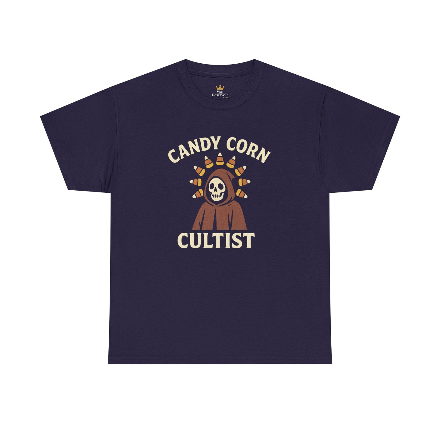 Candy Corn Cultist T-Shirt | Funny Halloween Graphic Tee for Sweet Tooth Fanatics