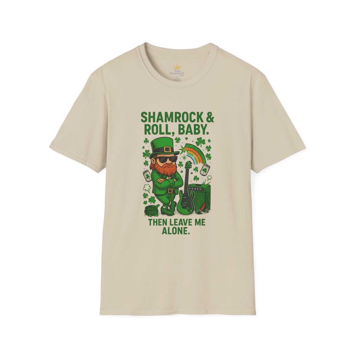 Shamrock & Roll, Baby | St. Patrick's Day T-Shirt | Funny Leprechaun Rock Shirt, Irish Music Humor, Anti-Social St. Paddy's Tee