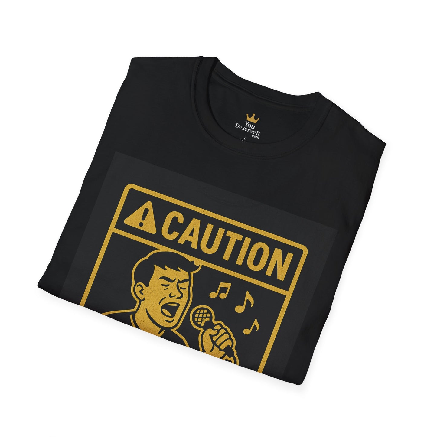 Caution I Know Karaoke T-Shirt | Funny Microphone Warning Tee for Music Lovers