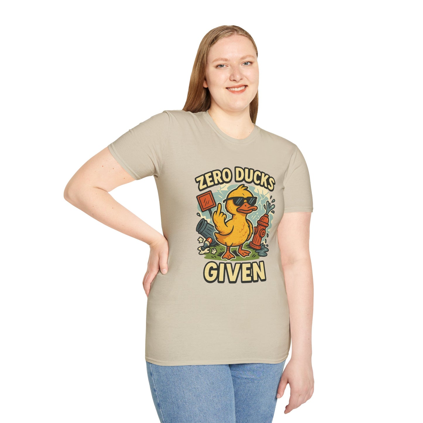 Zero Ducks Given T-Shirt | Funny Sarcastic Duck Flipping Off Graphic Tee