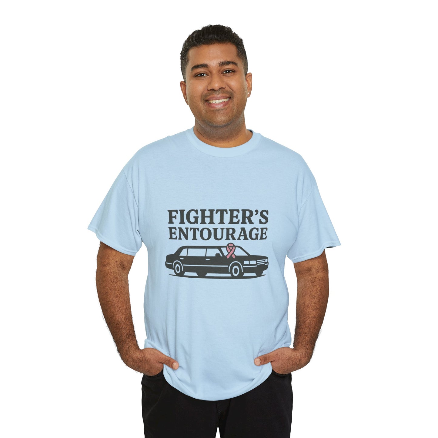 Fighter's Entourage Shirt | Breast Cancer Awareness Tee with Limo and Ribbon Design