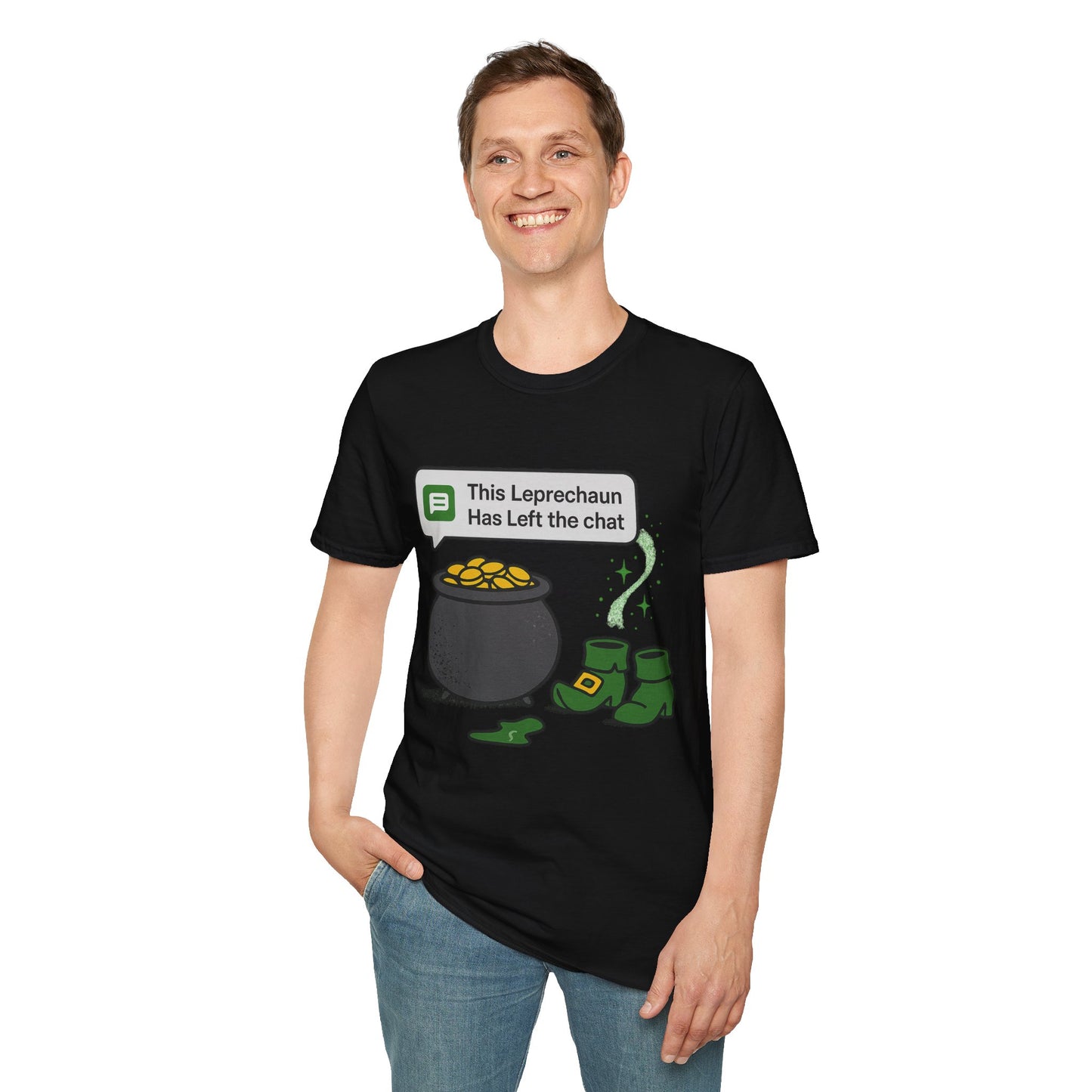This Leprechaun Has Left the Chat | Funny St. Patrick's Day Tee | Sarcastic Irish Humor T-Shirt, Pot of Gold Joke Shirt