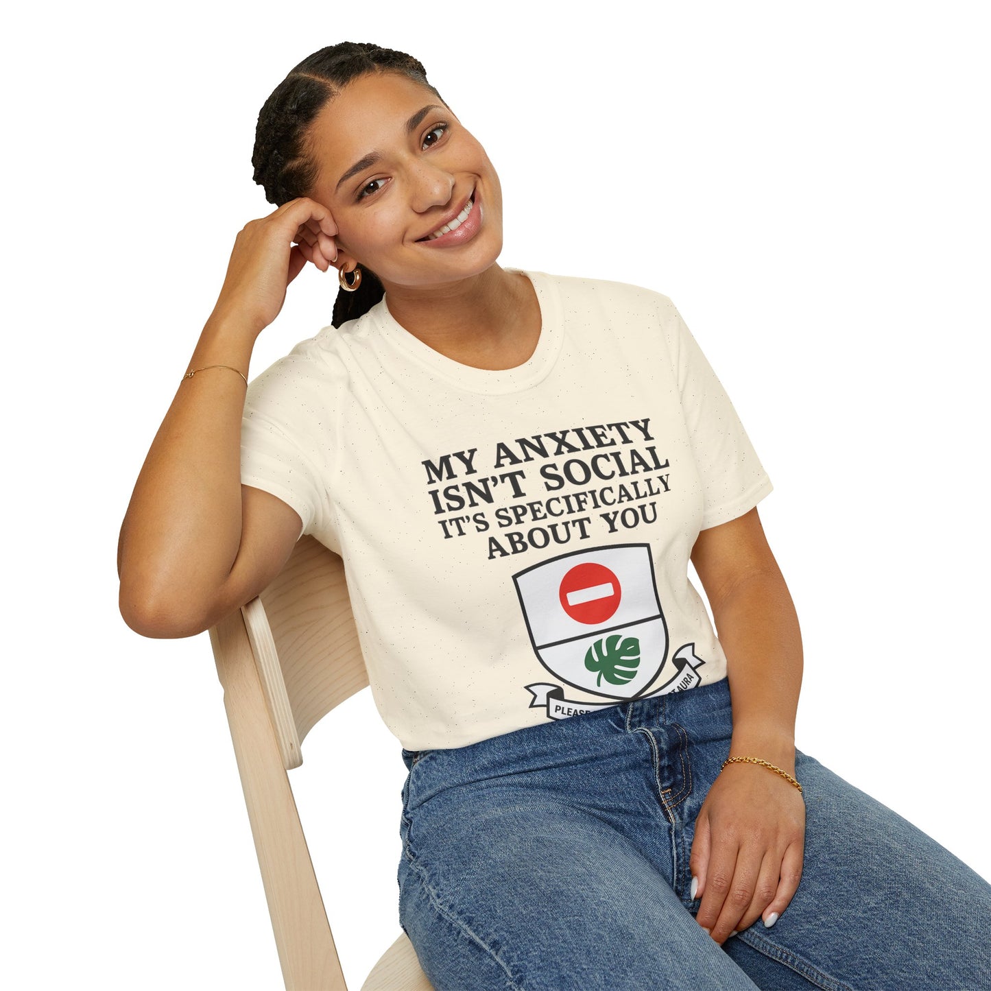 Funny Anxiety T-Shirt – Sarcastic Graphic Tee with Shield Design