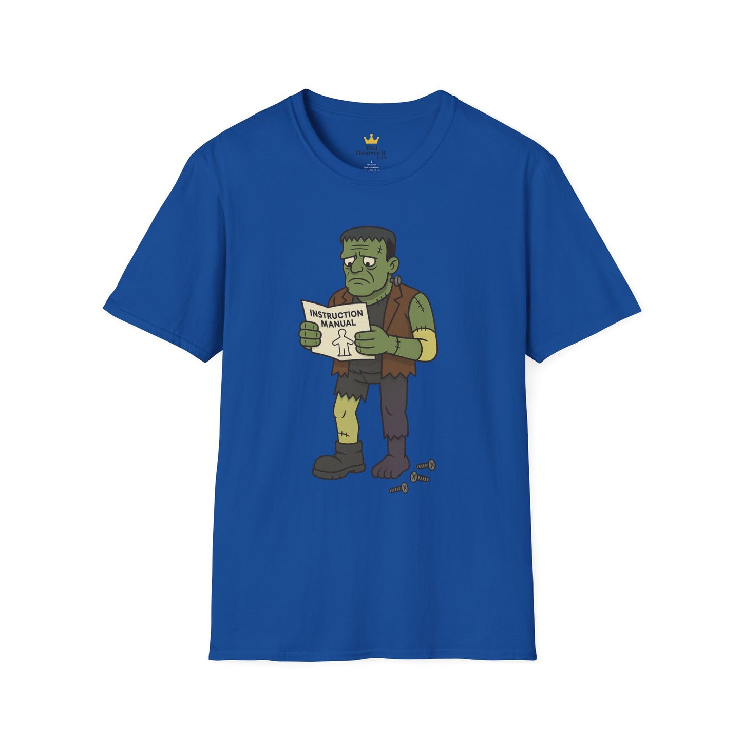 Funny Frankenstein T-Shirt, Unisex Softstyle Tee, Halloween Costume, Horror Movie Lover Gift, Cozy Casual Wear, Graphic Tee