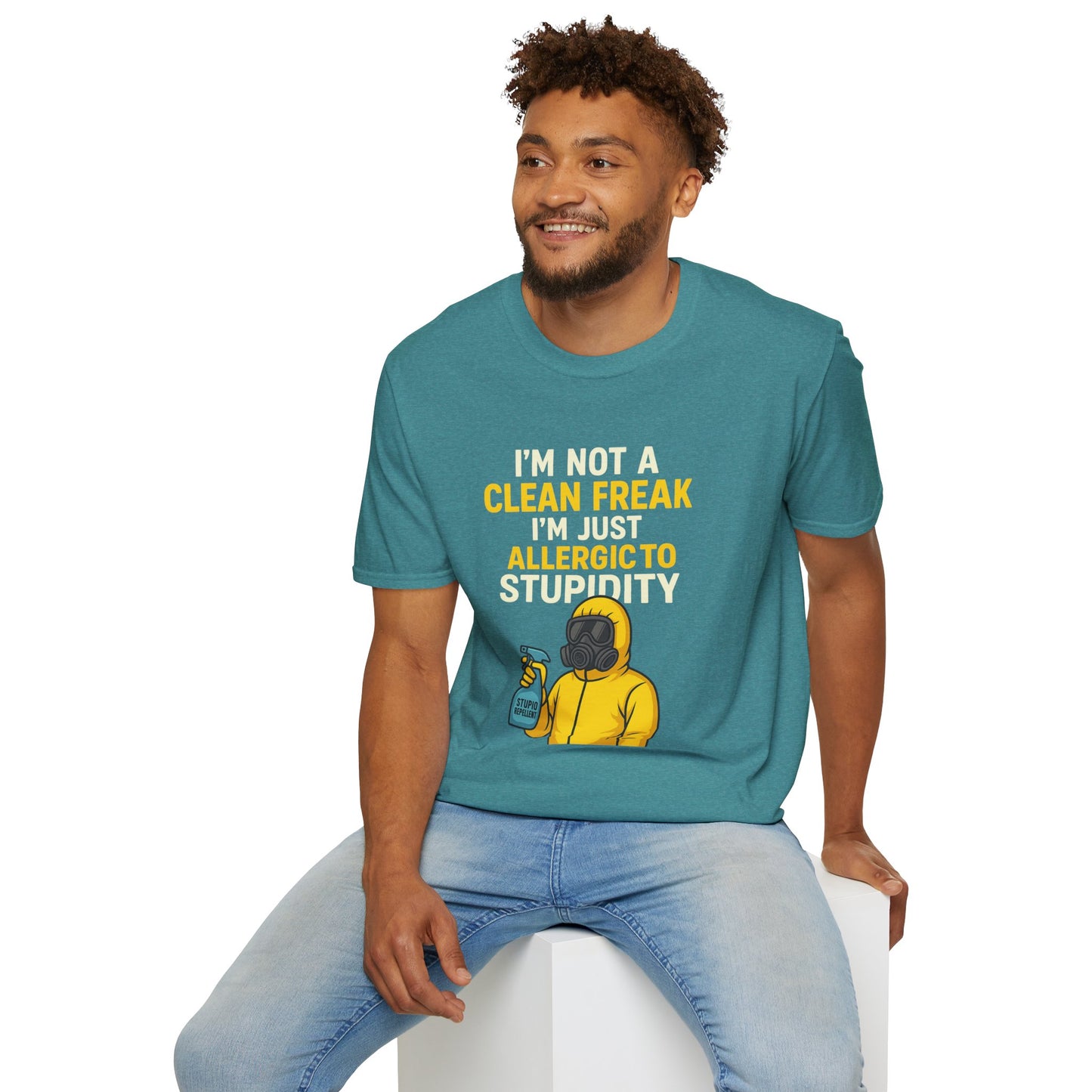 Funny Allergic to Stupidity T-Shirt, Gift for Clean Freaks, Quirky Statement Tee, Unisex Humor Shirt, Perfect for Friends & Family