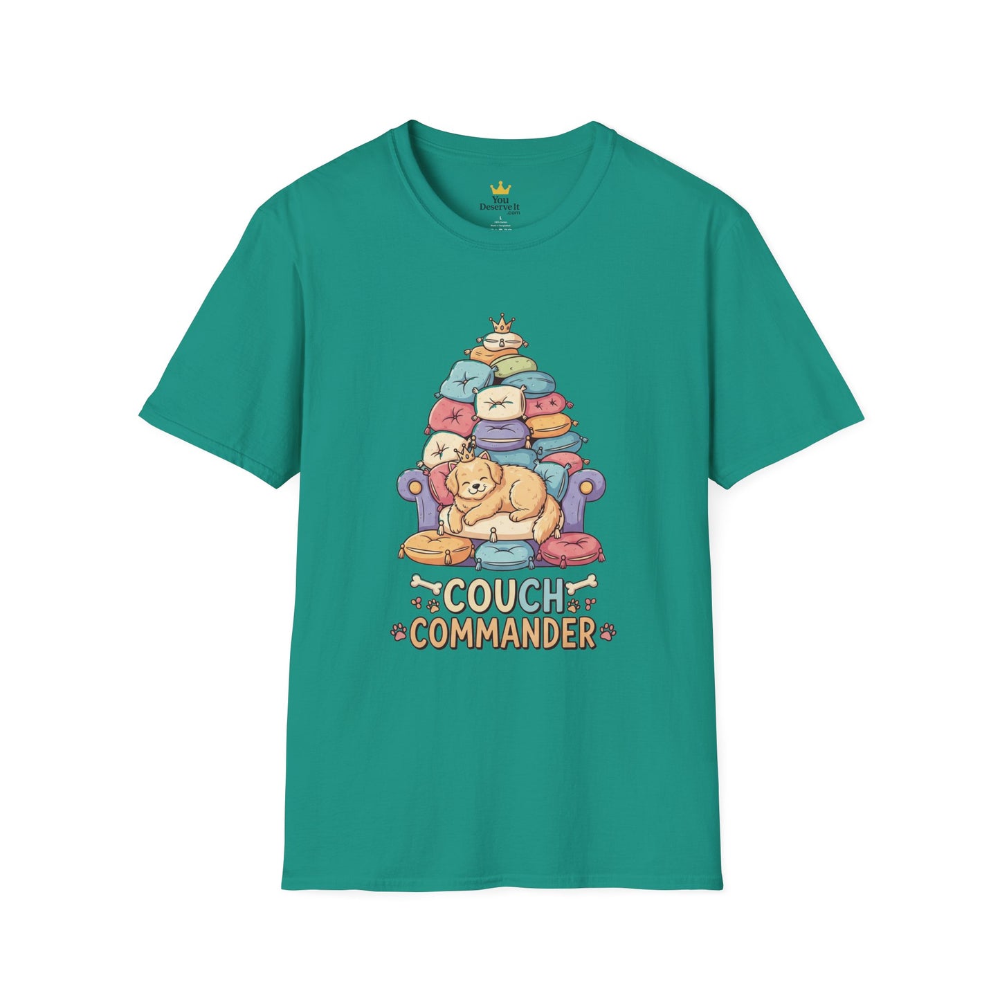 Couch Commander T-Shirt, Funny Pet Lover Tee, Dog Themed Gift, Cozy Everyday Shirt, Humorous Animal Apparel, Relaxation Top