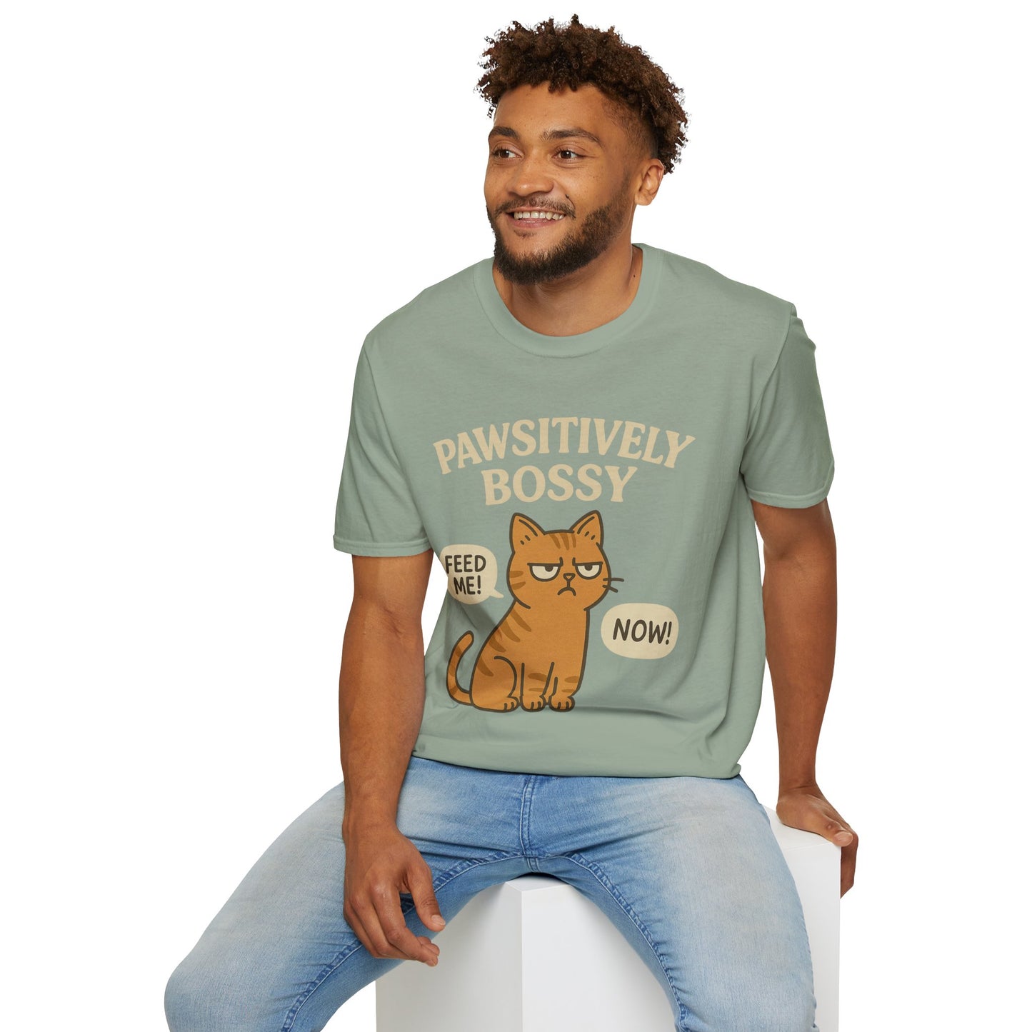 Pawsitively Bossy – Funny Cat Command T-Shirt