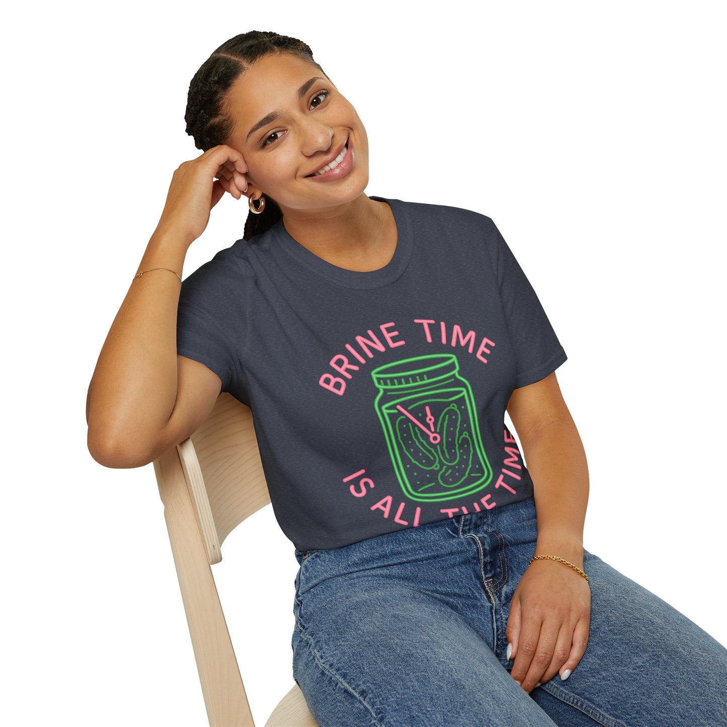 Brine Time Is All the Time – Retro Neon Pickle Jar T-Shirt