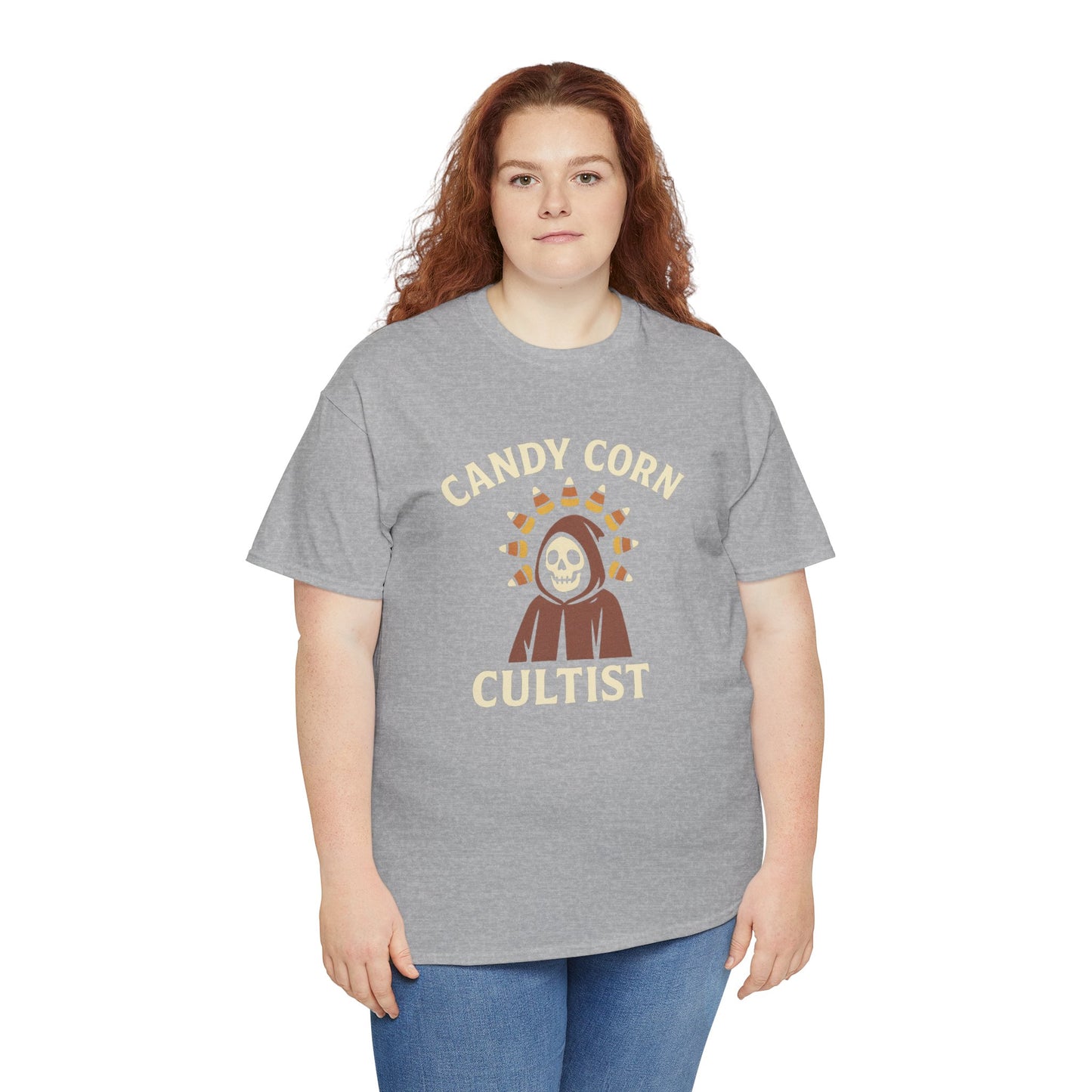 Candy Corn Cultist T-Shirt | Funny Halloween Graphic Tee for Sweet Tooth Fanatics