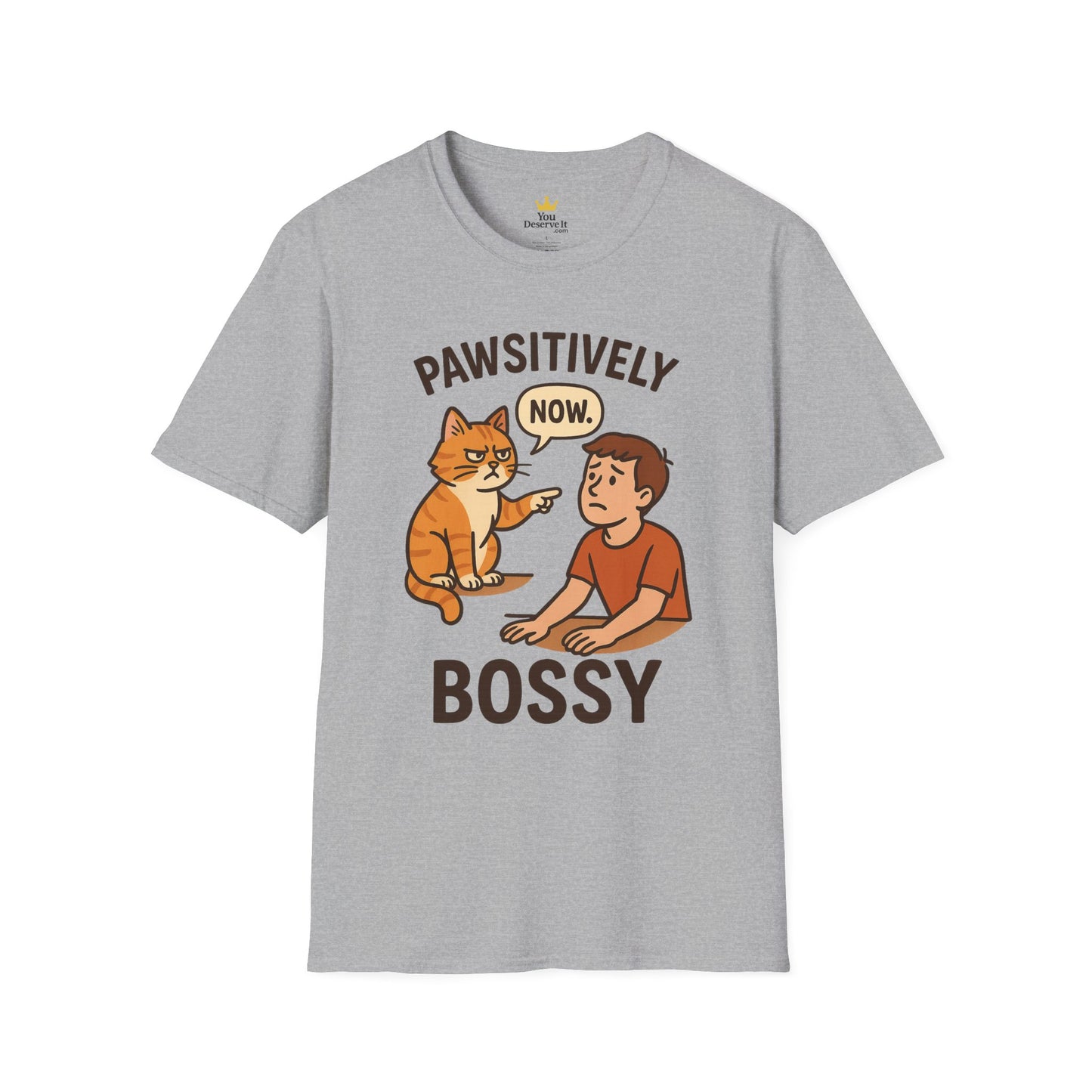 Pawsitively Bossy – Funny Cat Command T-Shirt