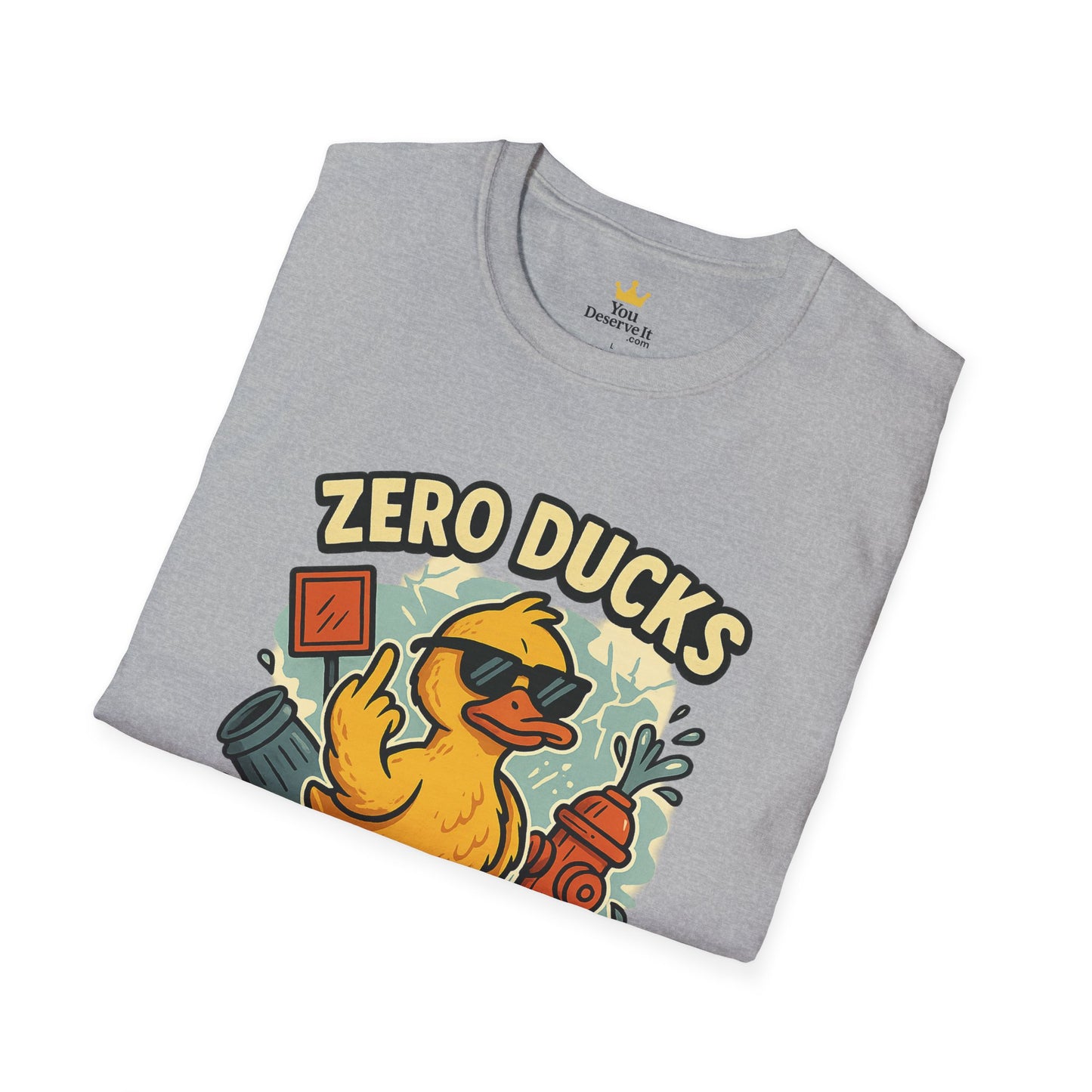 Zero Ducks Given T-Shirt | Funny Sarcastic Duck Flipping Off Graphic Tee