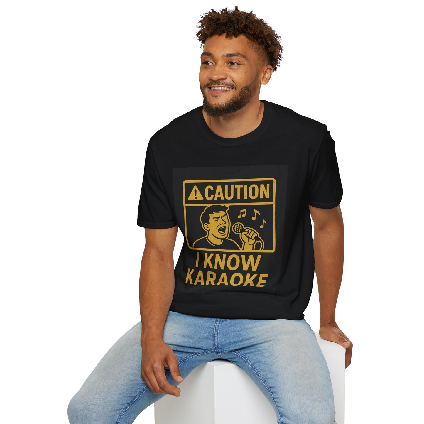 Caution I Know Karaoke T-Shirt | Funny Microphone Warning Tee for Music Lovers