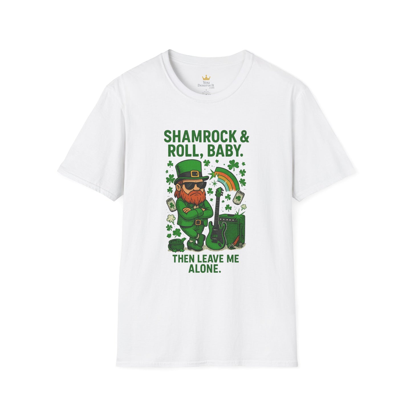 Shamrock & Roll, Baby | St. Patrick's Day T-Shirt | Funny Leprechaun Rock Shirt, Irish Music Humor, Anti-Social St. Paddy's Tee