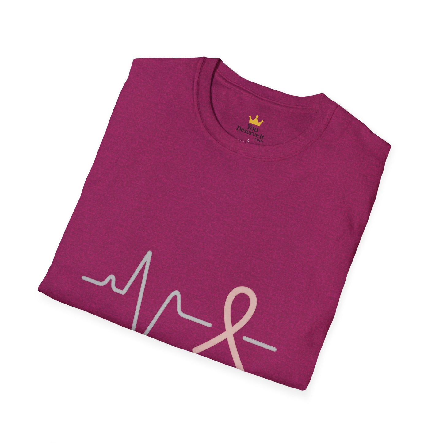 Heartbeat Pink Ribbon T-Shirt | Minimalist Breast Cancer Awareness Tee