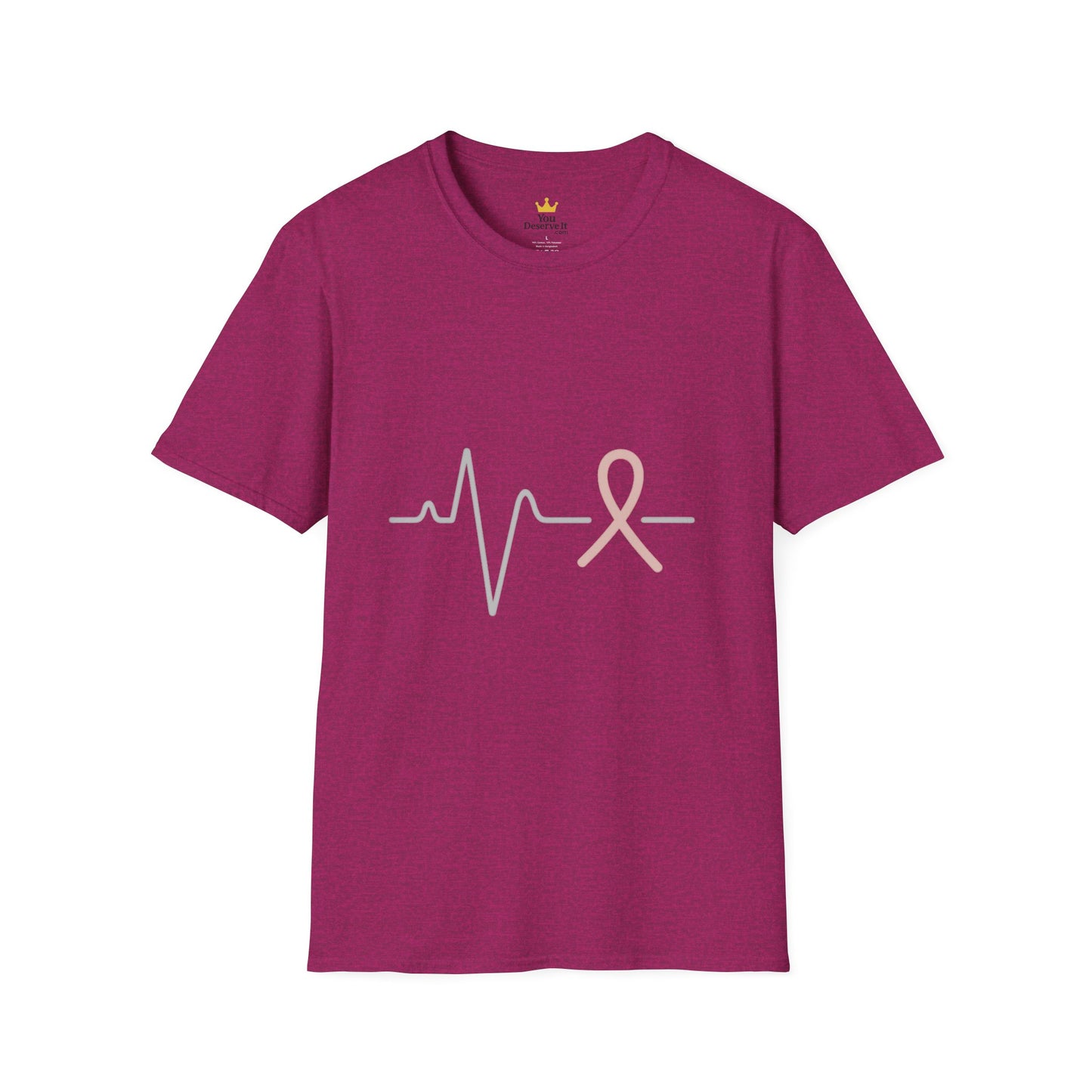 Heartbeat Pink Ribbon T-Shirt | Minimalist Breast Cancer Awareness Tee