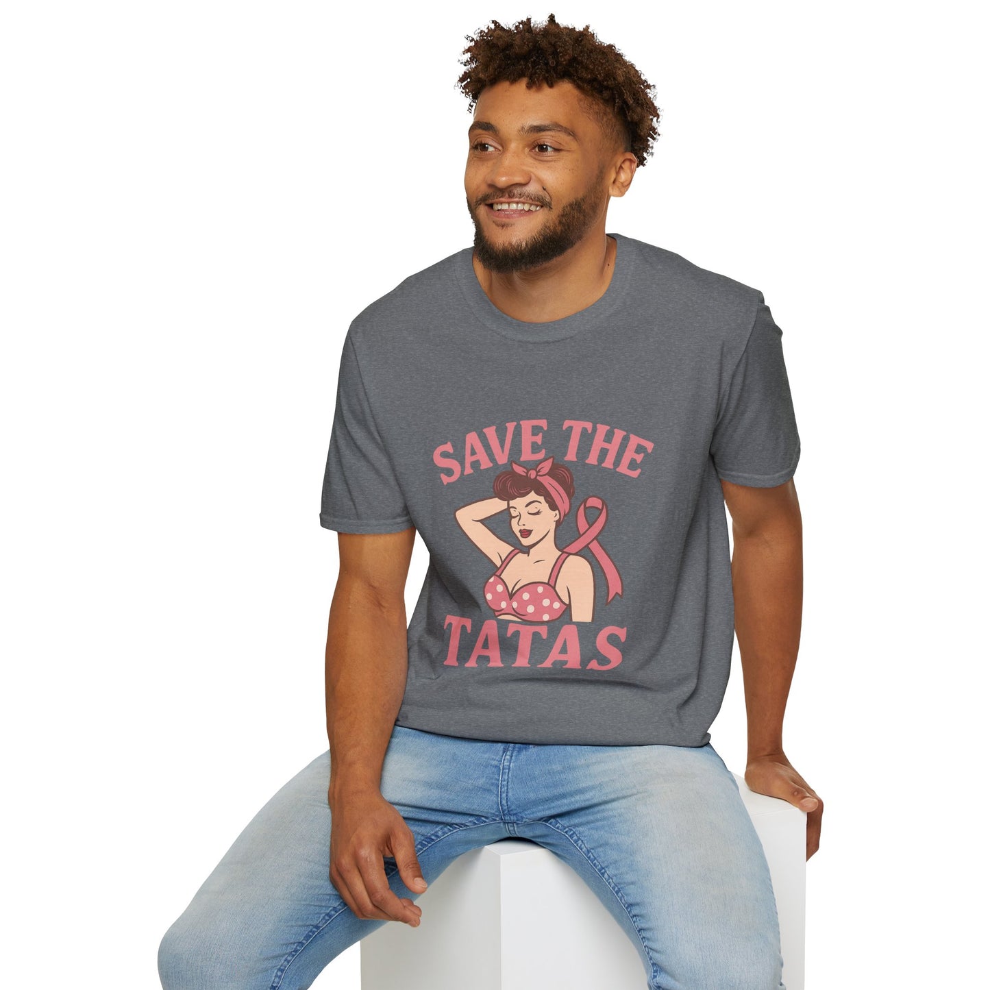 Save the Tatas Shirt | Retro Pin-Up Breast Cancer Awareness Tee with Pink Ribbon