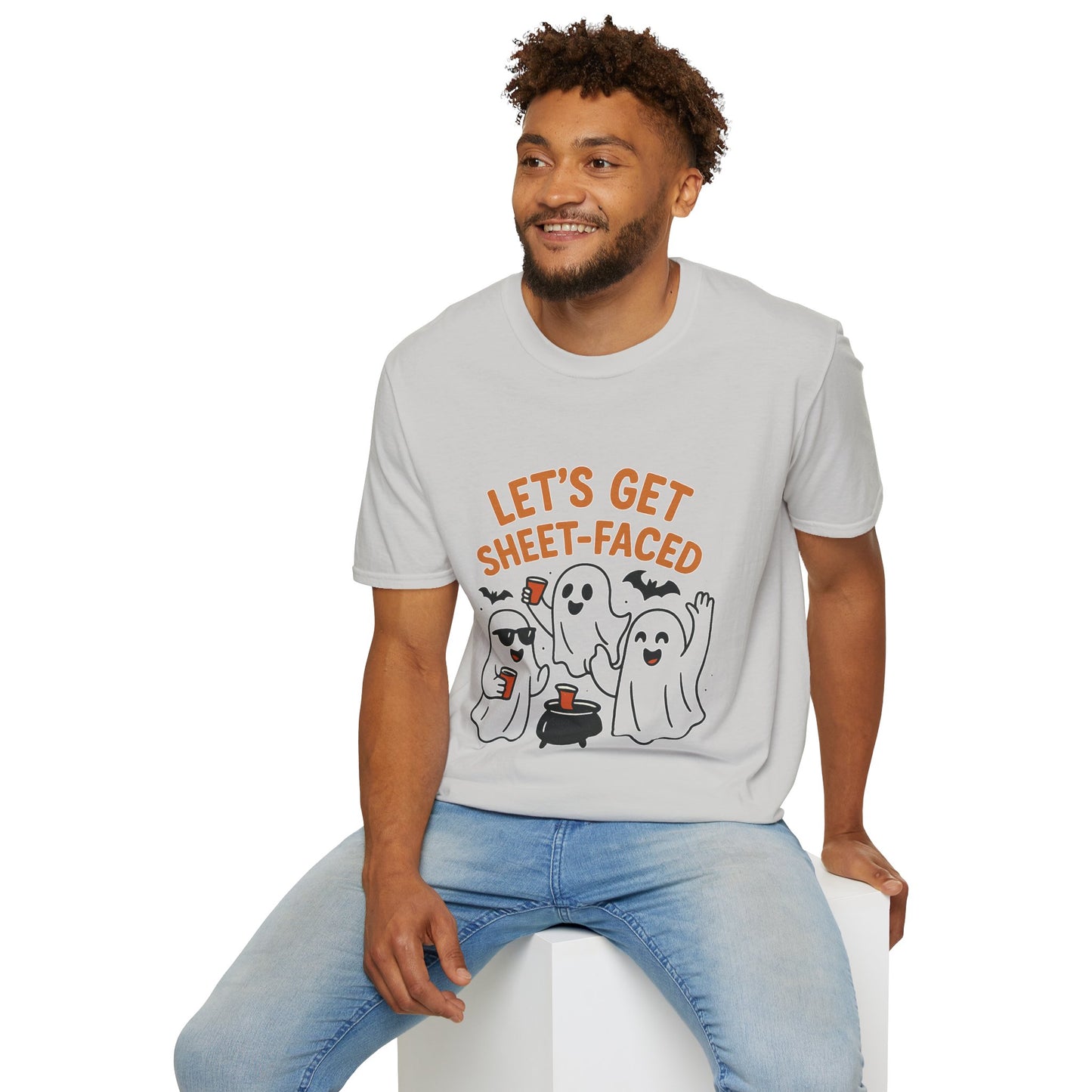 Let's Get Sheet-Faced Ghost Shirt | Funny Halloween Drinking Party Tee