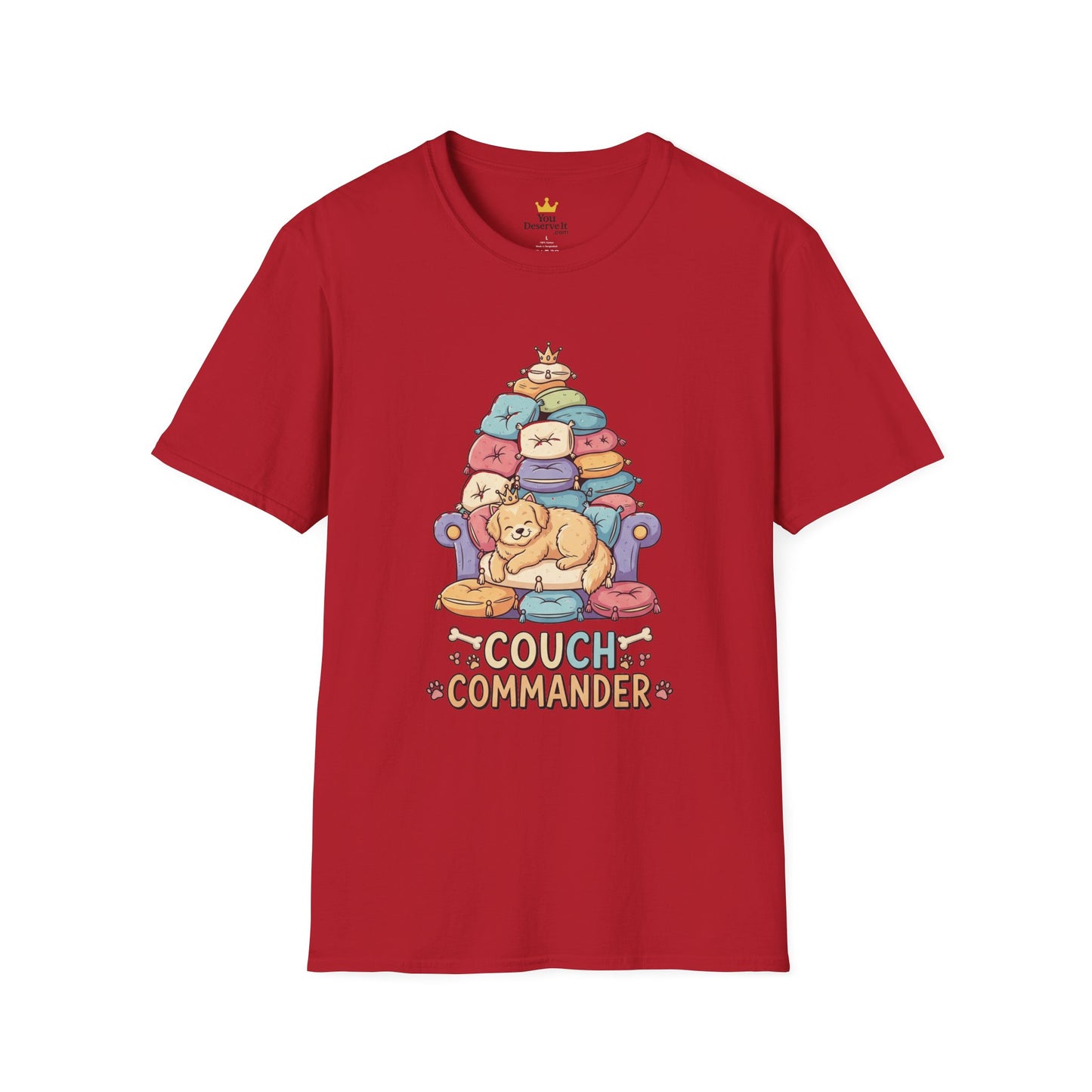 Couch Commander T-Shirt, Funny Pet Lover Tee, Dog Themed Gift, Cozy Everyday Shirt, Humorous Animal Apparel, Relaxation Top