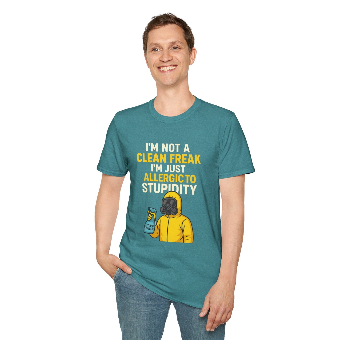 Funny Allergic to Stupidity T-Shirt, Gift for Clean Freaks, Quirky Statement Tee, Unisex Humor Shirt, Perfect for Friends & Family