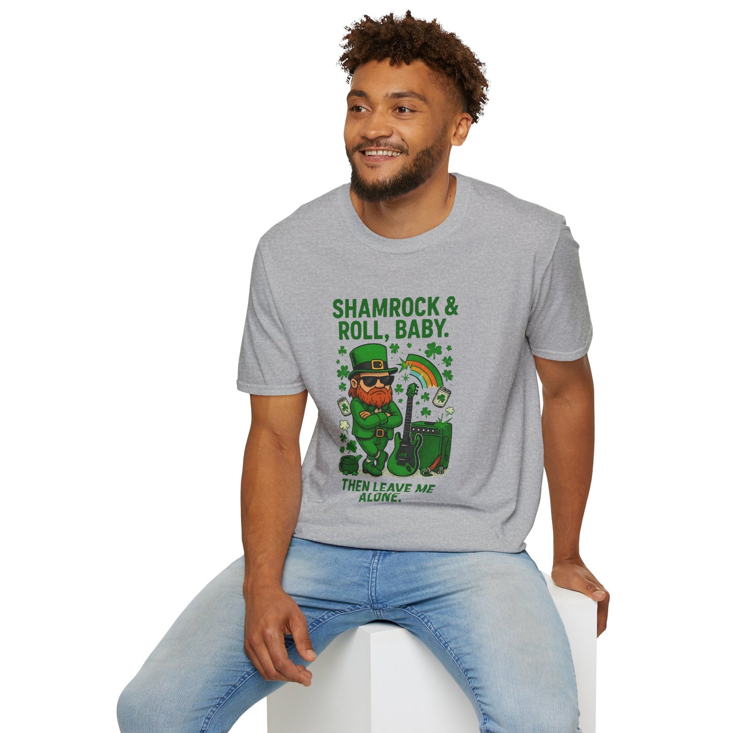 Shamrock & Roll, Baby | St. Patrick's Day T-Shirt | Funny Leprechaun Rock Shirt, Irish Music Humor, Anti-Social St. Paddy's Tee