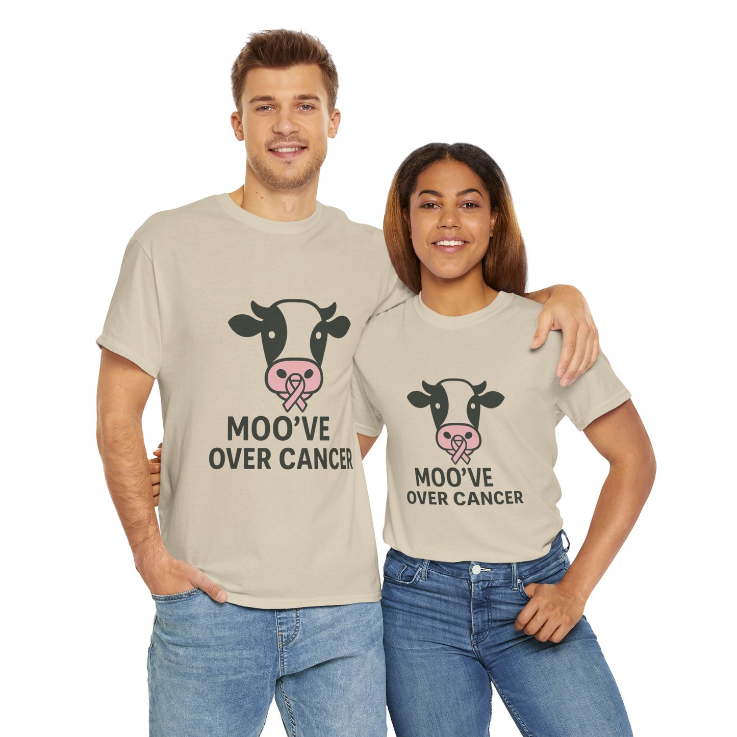Moo've Over Cancer | Breast Cancer Awareness Cow Tee
