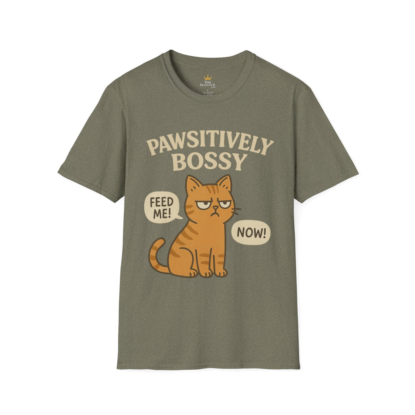 Pawsitively Bossy – Funny Cat Command T-Shirt