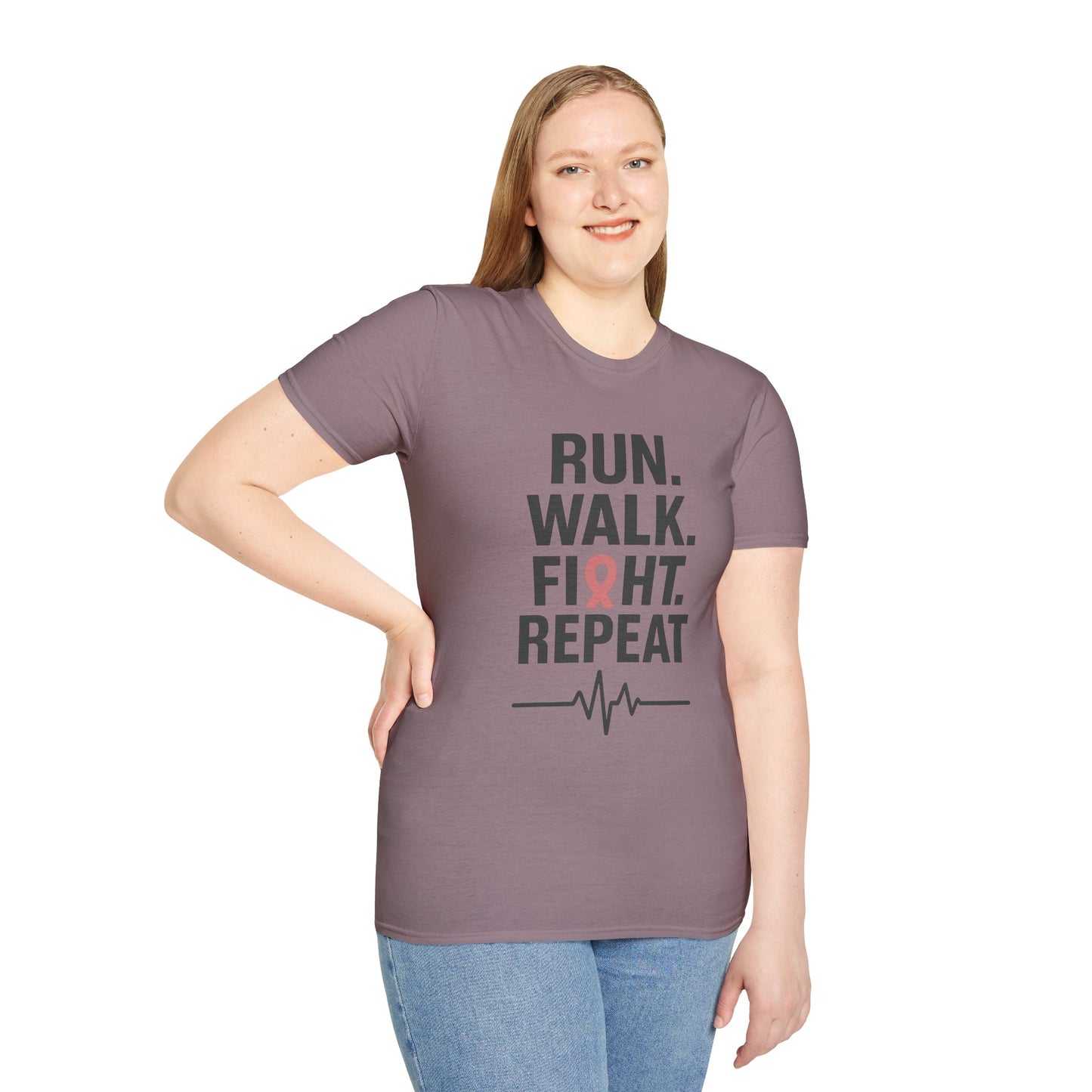 Run. Walk. Fight. Repeat. | Breast Cancer Awareness Tee