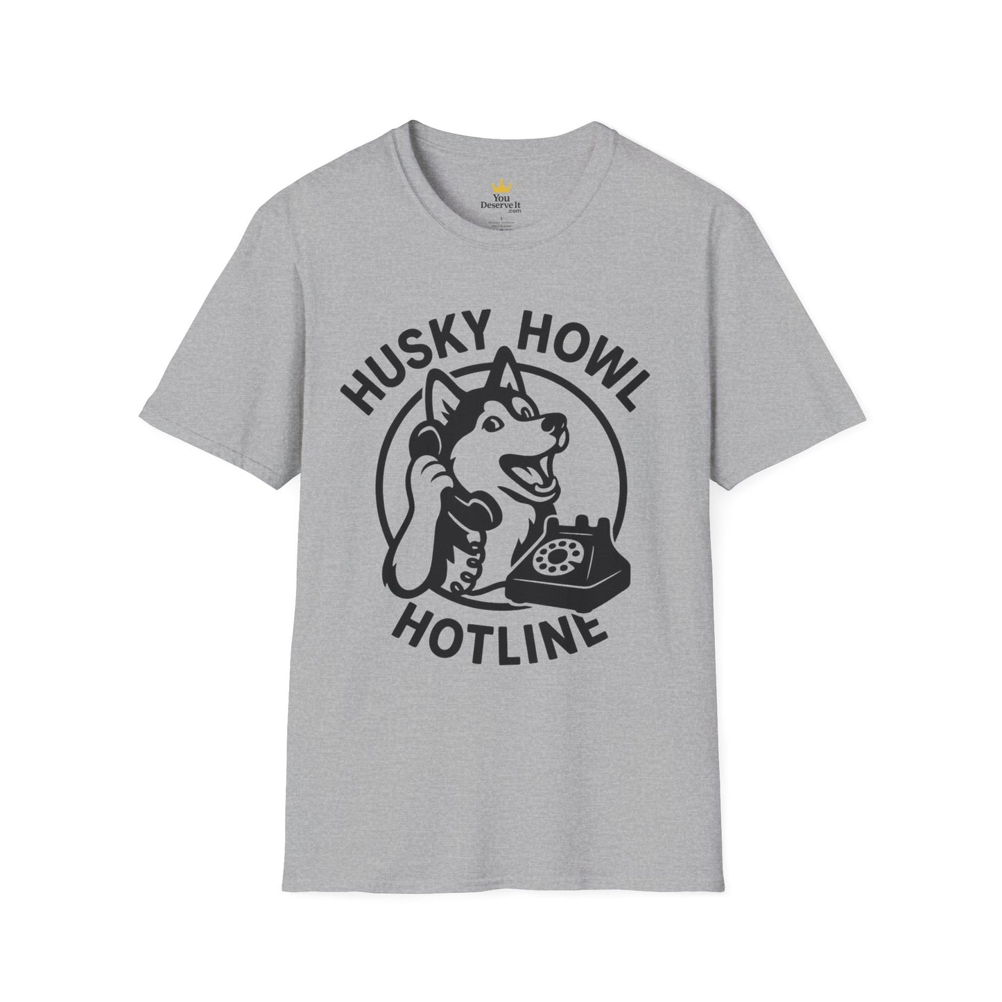 Husky Howl Hotline T-Shirt, Funny Dog Tee, Pet Lover Gift, Animal Rescue Fundraiser Shirt, Casual Wear, Gift for Dog Lovers
