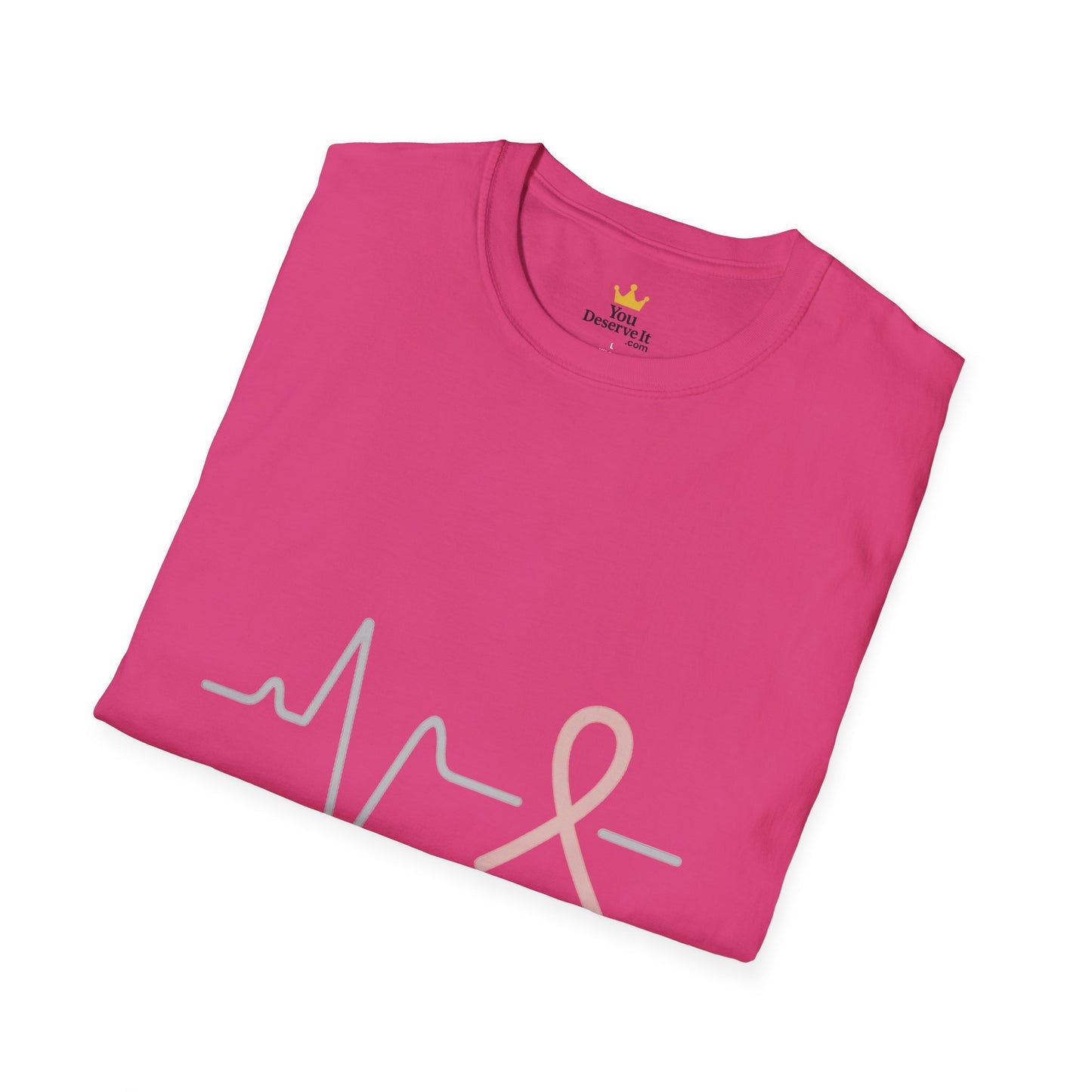 Heartbeat Pink Ribbon T-Shirt | Minimalist Breast Cancer Awareness Tee