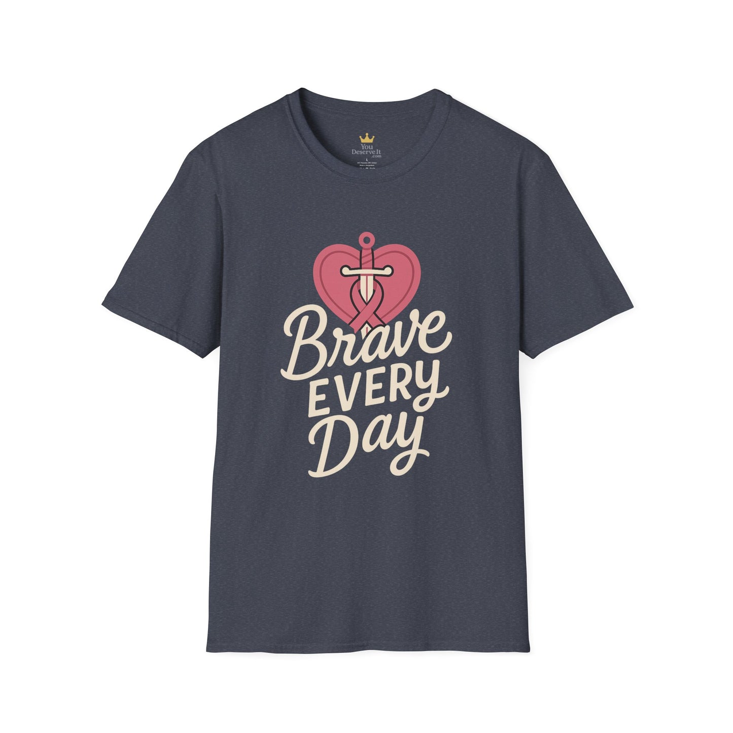 Brave Every Day Shirt | Breast Cancer Awareness Tee with Sword & Ribbon Heart
