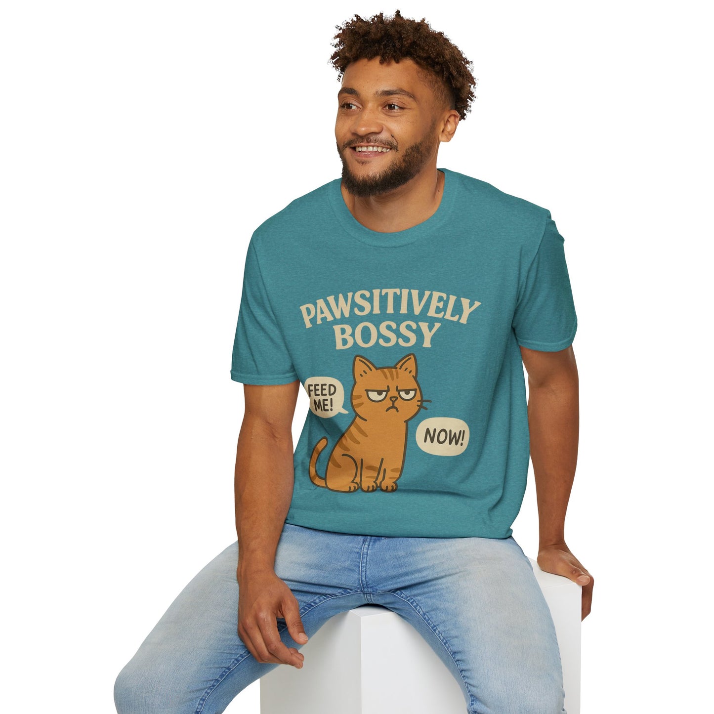 Pawsitively Bossy – Funny Cat Command T-Shirt
