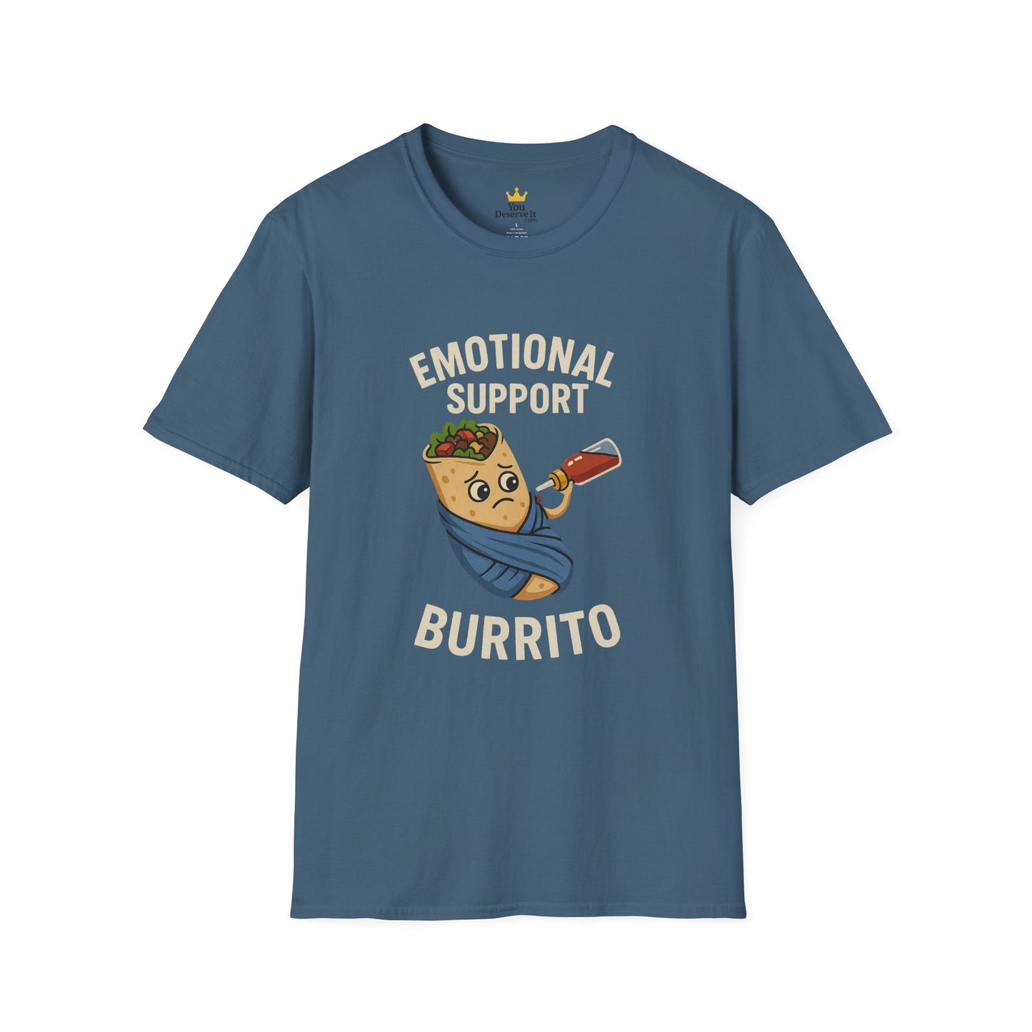 Emotional Support Burrito Shirt | Funny Food Humor Tee with Hot Sauce