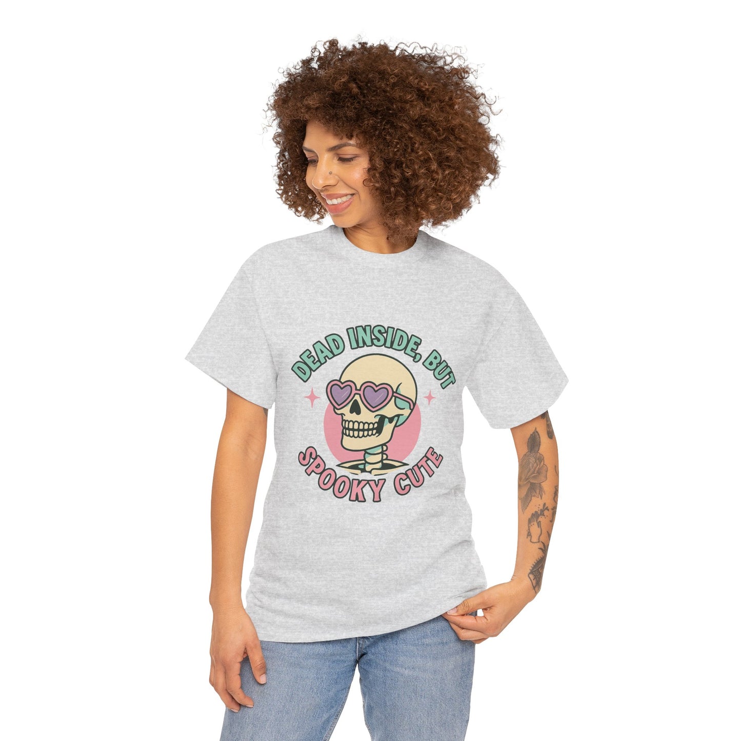 Dead Inside But Spooky Cute Shirt | Pastel Goth Skeleton Halloween Tee