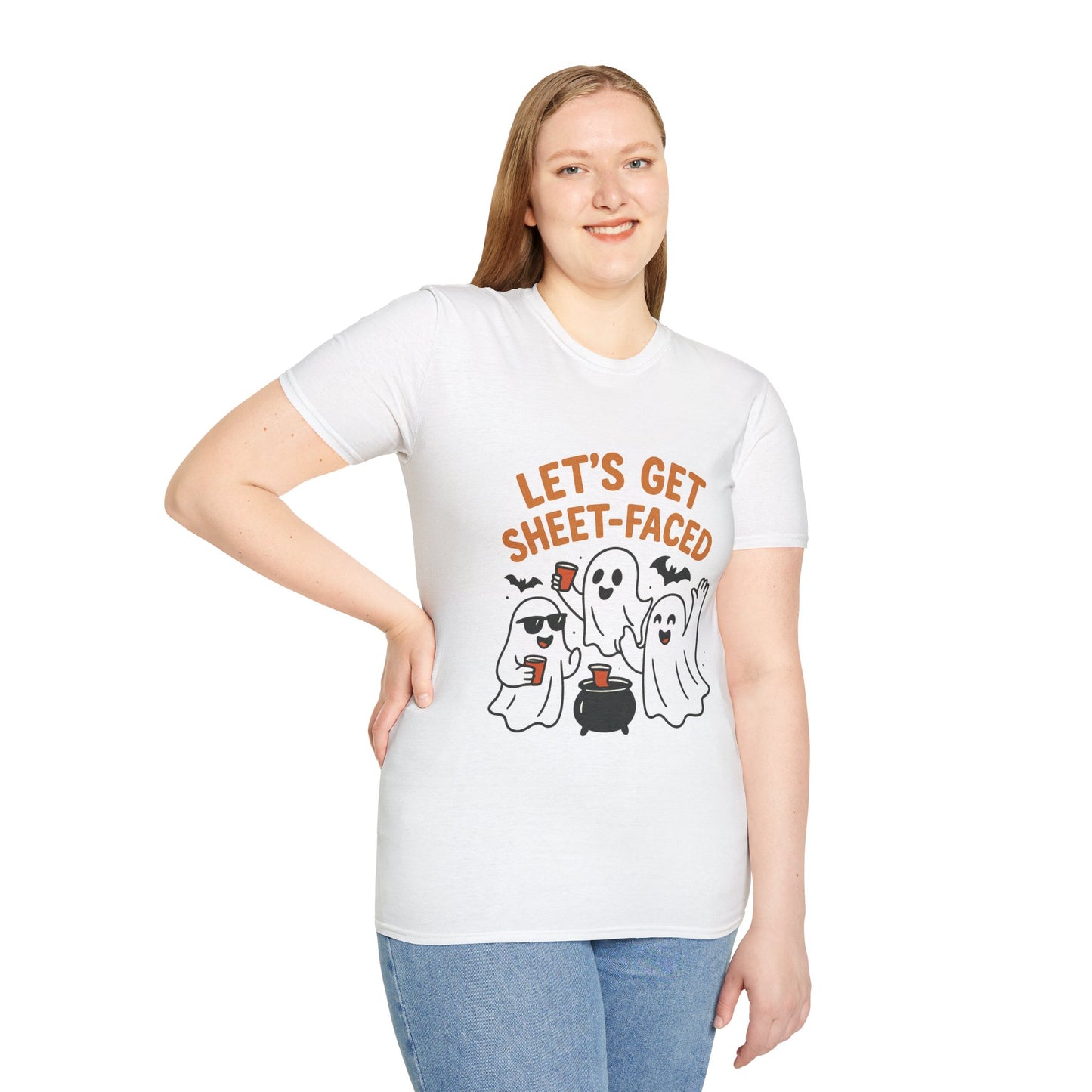 Let's Get Sheet-Faced Ghost Shirt | Funny Halloween Drinking Party Tee