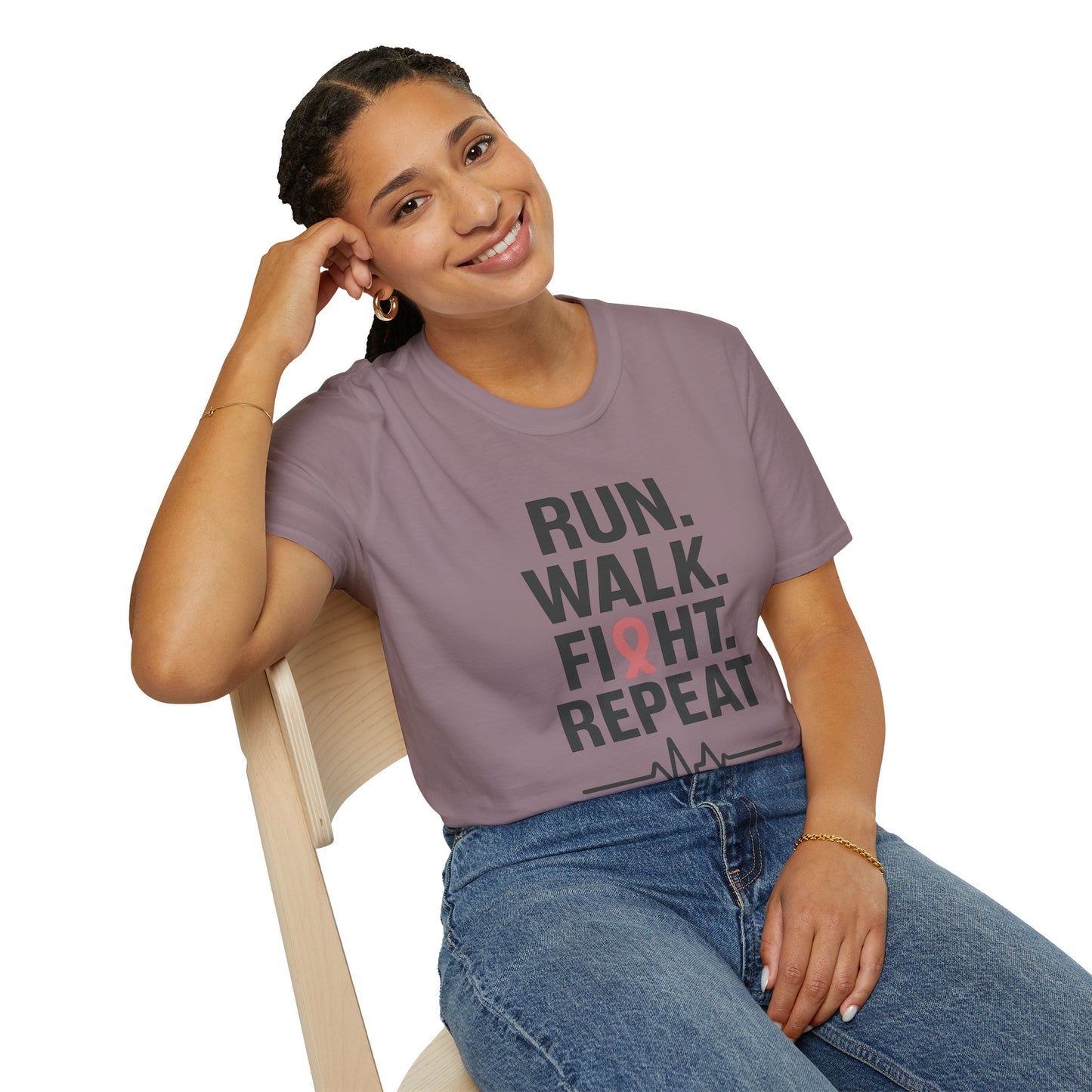 Run. Walk. Fight. Repeat. | Breast Cancer Awareness Tee