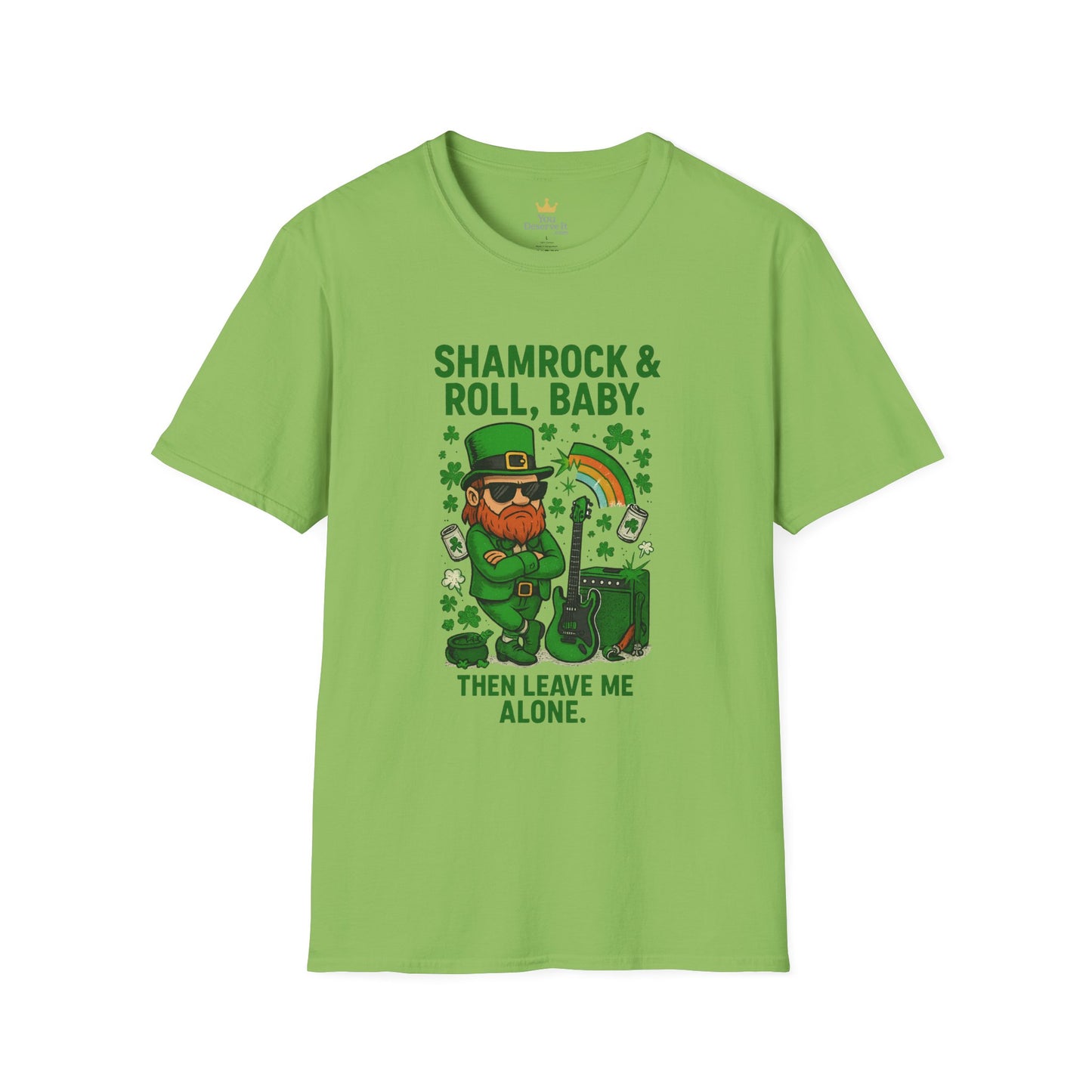 Shamrock & Roll, Baby | St. Patrick's Day T-Shirt | Funny Leprechaun Rock Shirt, Irish Music Humor, Anti-Social St. Paddy's Tee