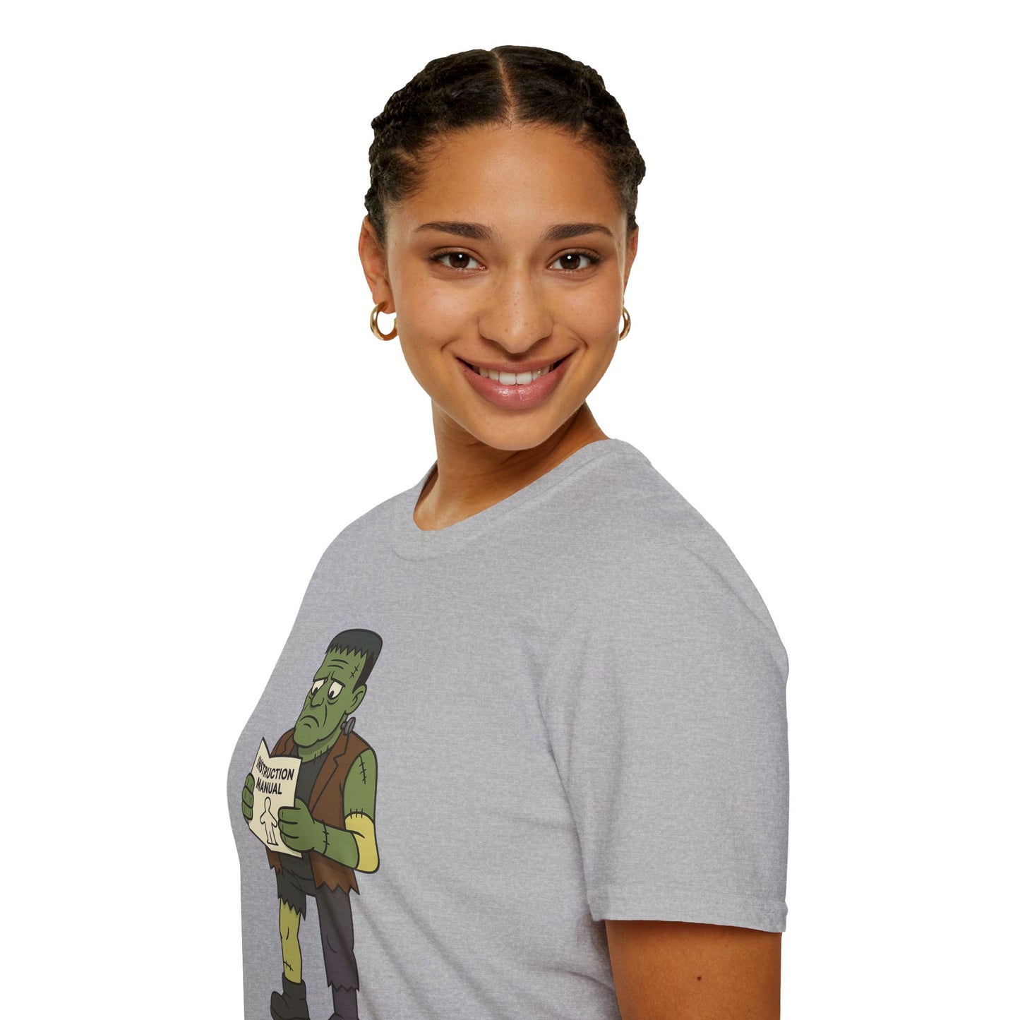 Funny Frankenstein T-Shirt, Unisex Softstyle Tee, Halloween Costume, Horror Movie Lover Gift, Cozy Casual Wear, Graphic Tee